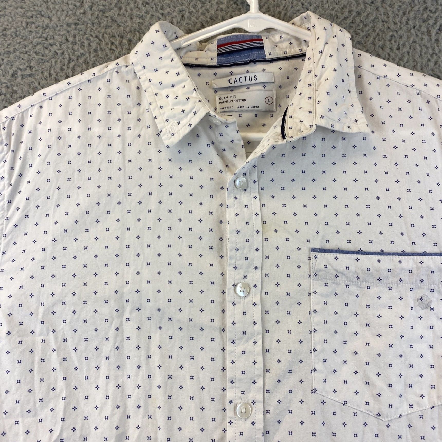 Vintage Cactus Man Slim Fit Blue Geometric Button Shirt Mens Long Sleeve Size L 82-55 Size US L / EU 52-54 / 3 - 3 Thumbnail