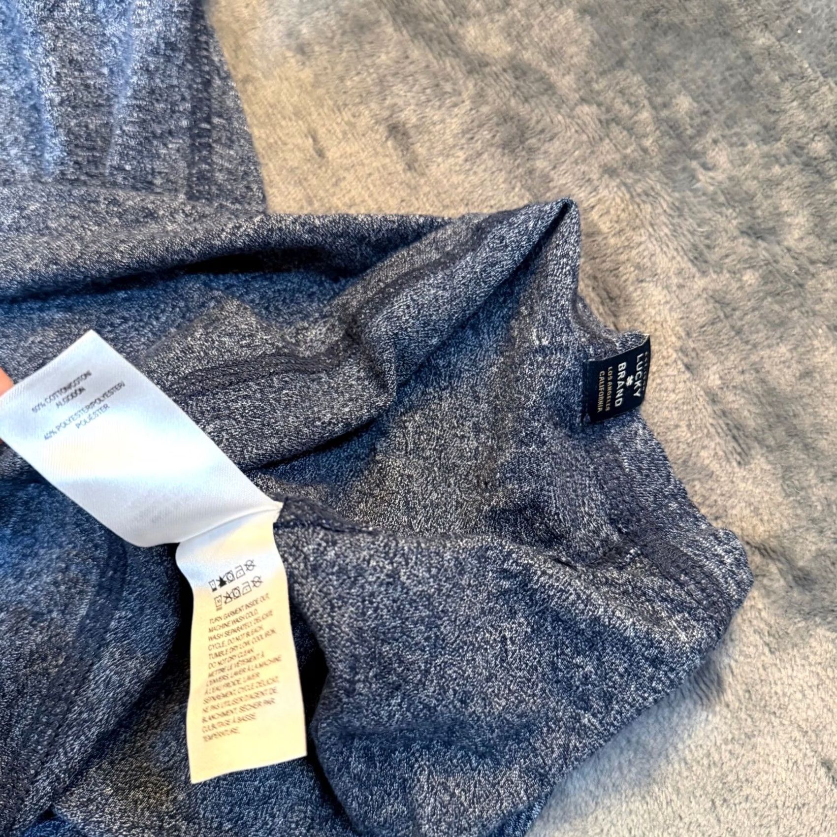 Lucky Brand Lucky Brand Long Sleeve Crewneck T Shirt Mens Medium Blue Heathered Cotton Blend Size US M / EU 48-50 / 2 - 6 Thumbnail