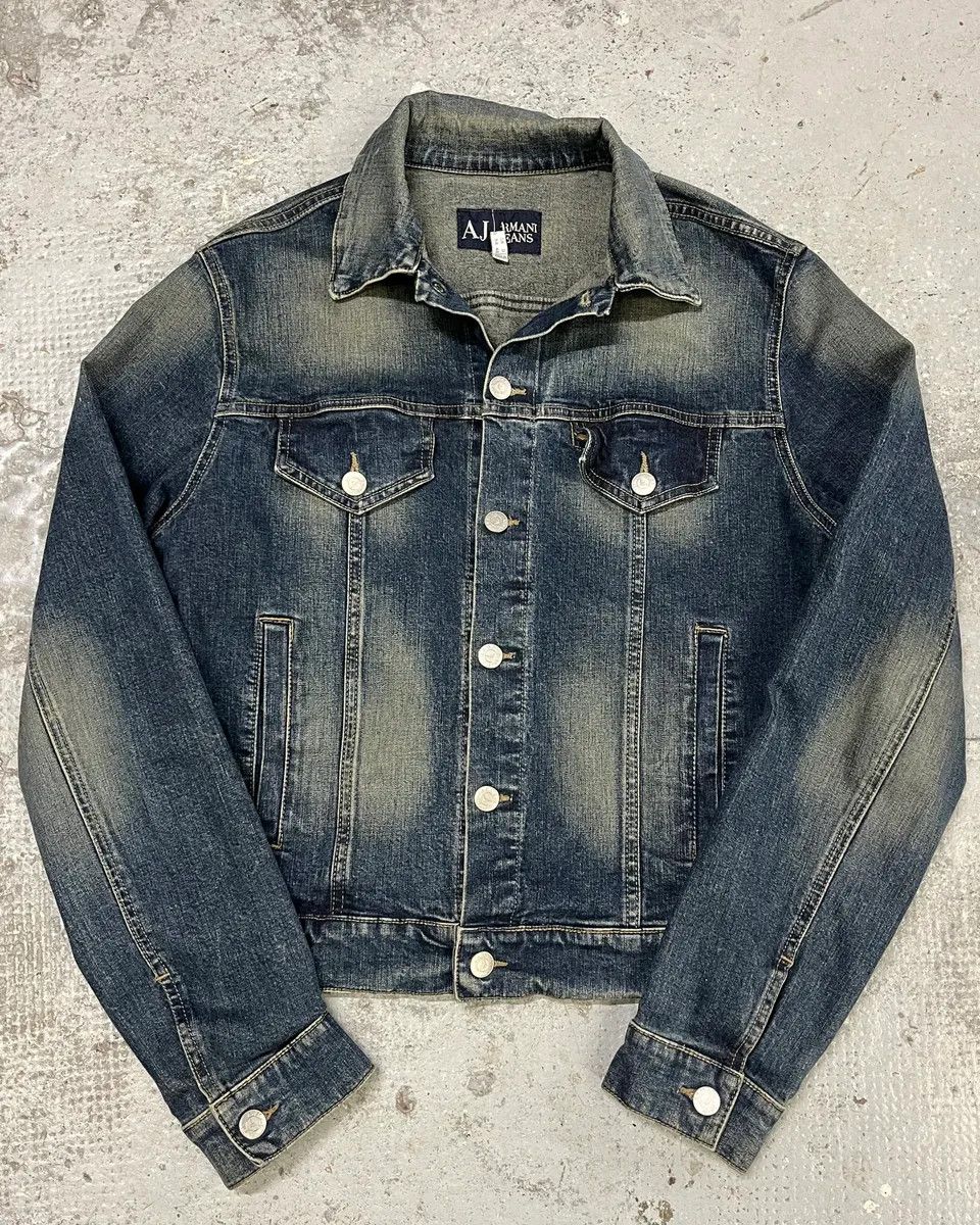 Armani 2000s Armani Blue Eroded Denim Jacket Size US S / EU 44-46 / 1 - 1 Thumbnail