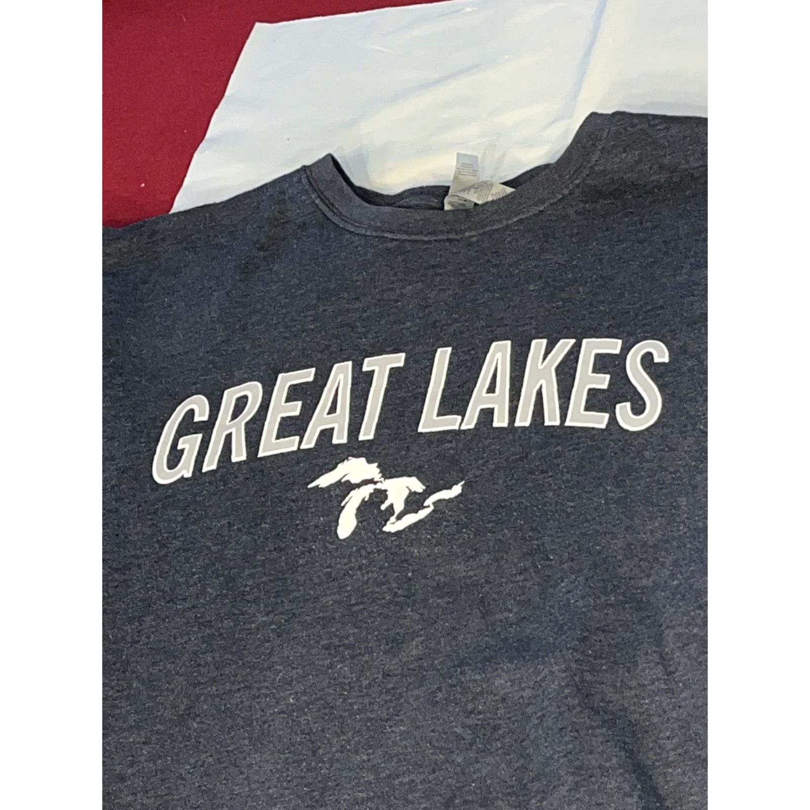 Next Level VINTAGE Michigan Great Lakes Blue Sweatshirt Long Sleeve Crew Mackite Grand Haven MI USA XL Unisex USA Theme Graphic Print Sweatshirt Size US XL / EU 56 / 4 - 3 Thumbnail