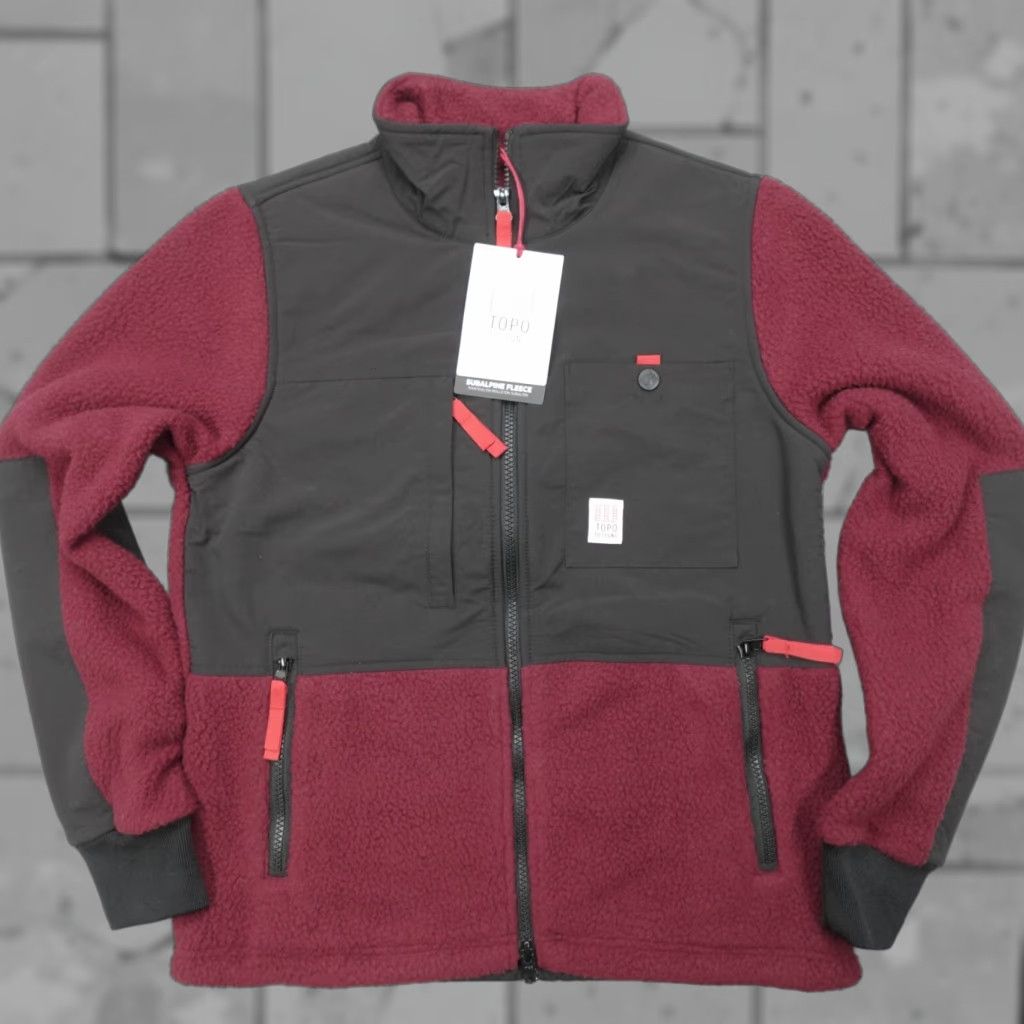 Topo Designs TOPO DESIGNS Subalpine Fleece Full Zip Jacket Burgundy Polartec Women's XS Jacket Ladies Regular Multicolor Zip Full Zip Casual Travel Logo Size XS / US 0-2 / IT 36-38 - 1 Thumbnail