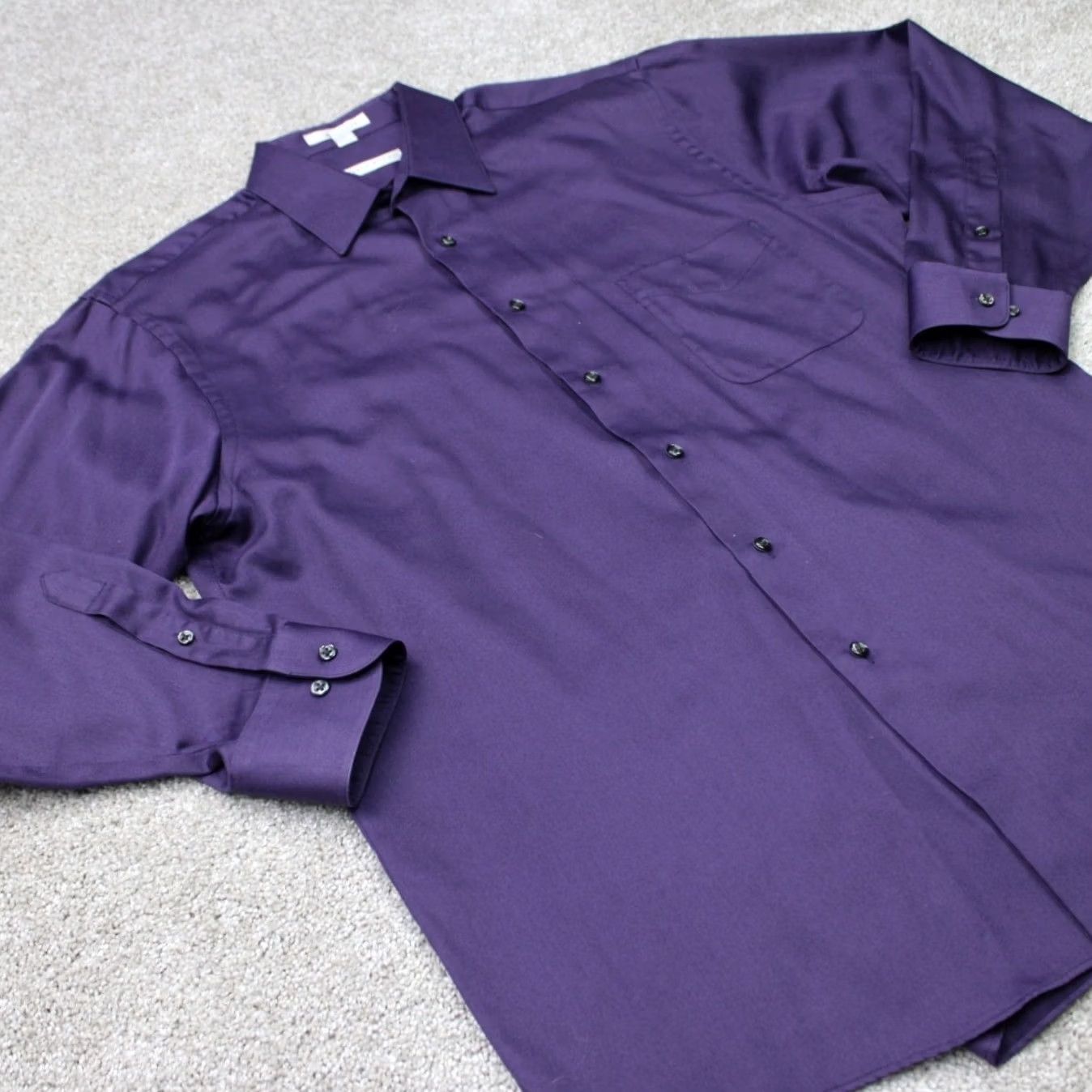 Geoffrey Beene Geoffrey Beene Shirt Mens Large Purple 16, 32/33 Long Sleeve Dress Shirt Cotton Blend Button Cuff Barrel Casual Business Vintage No Size US L / EU 52-54 / 3 - 5 Thumbnail