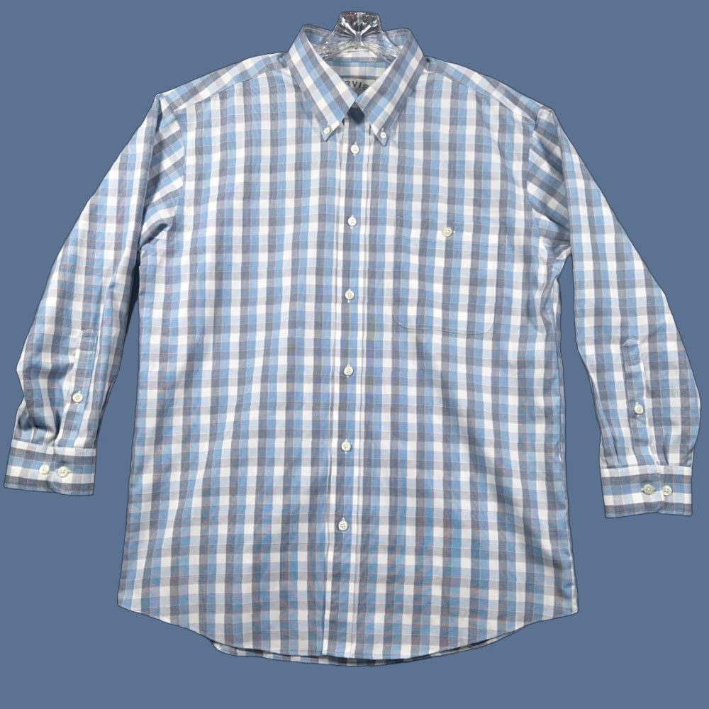 Orvis Orvis Shirt Mens XL Button-Down Blue White Plaid Check Long Sleeve Casual Business Travel Workwear Size US M / EU 48-50 / 2 - 1 Thumbnail