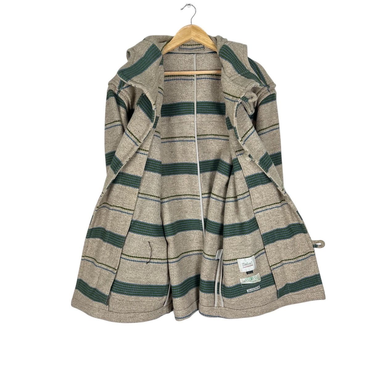 Japanese Brand IXIZ HOODIE STRIPED WOOL LONG JACKET Size US L / EU 52-54 / 3 - 7 Thumbnail
