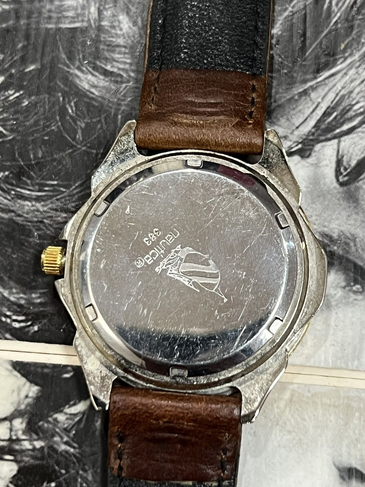 Nautica Nautica 383 WR1000FT Brown Leather Sport Mens watch Size ONE SIZE - 6 Thumbnail