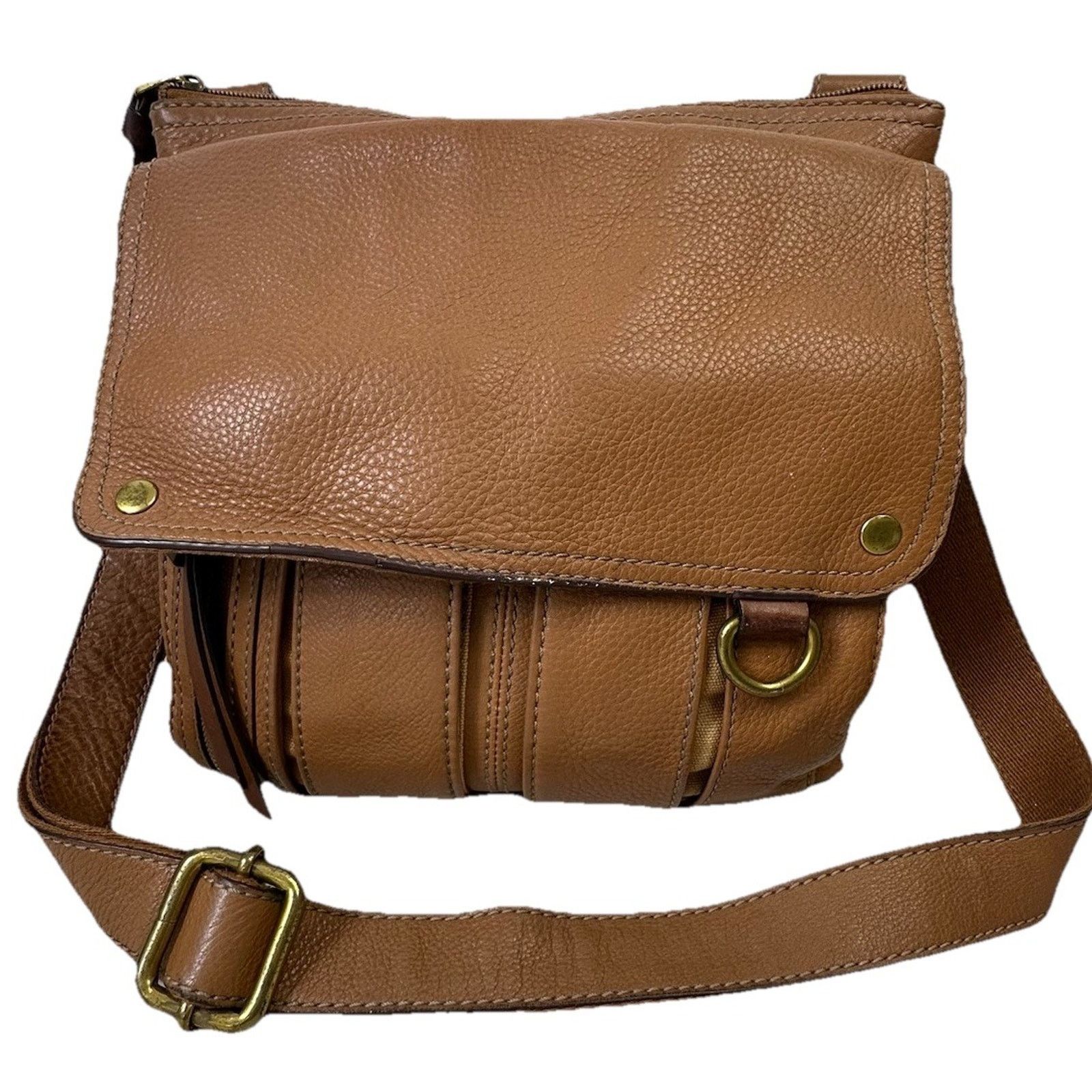 Fossil MorganTraveler Caramel PebbledLeather Bag Messenger