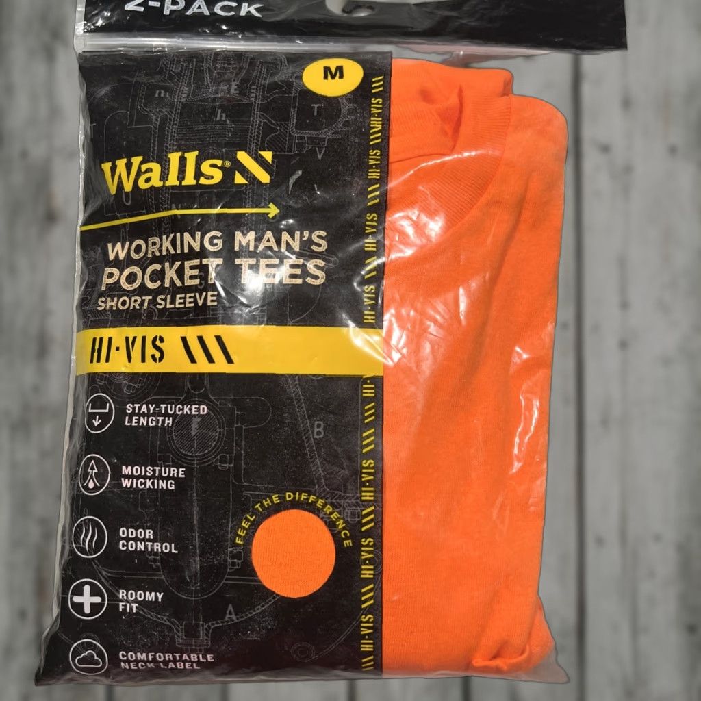Walls Walls T Shirts Men's M Short Sleeve Working Pocket Hi- Visible Orange Wicking Size US M / EU 48-50 / 2 - 1 Thumbnail