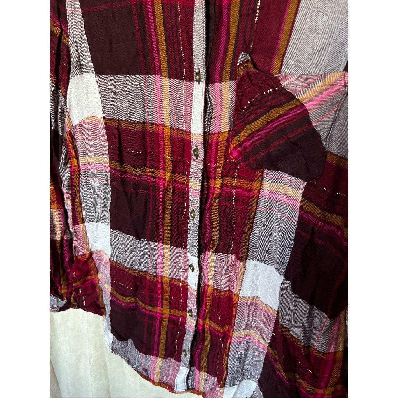 Other Maurices Multi-Colored Plaid Button Down Top Woman’s Size Me Size M / US 6-8 / IT 42-44 - 3 Thumbnail