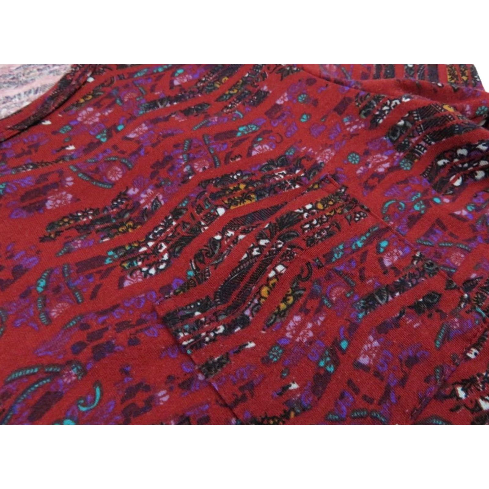 Vintage LuLaRoe Carly Dress Womens 2XS Red Floral Stripe Paisley Swing Trapeze High Low Fall EUC Black Size XXS / US 00 / IT 34 - 5 Thumbnail