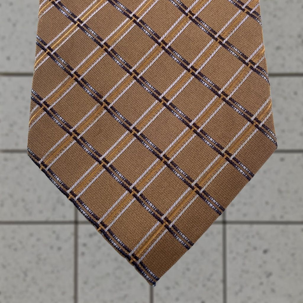 Vintage VINTAGE Valerio Galati Silk Tie Brown Plaid Western Capsule Wide vtg 90s 4x59" Men's Tie Size ONE SIZE - 1 Thumbnail