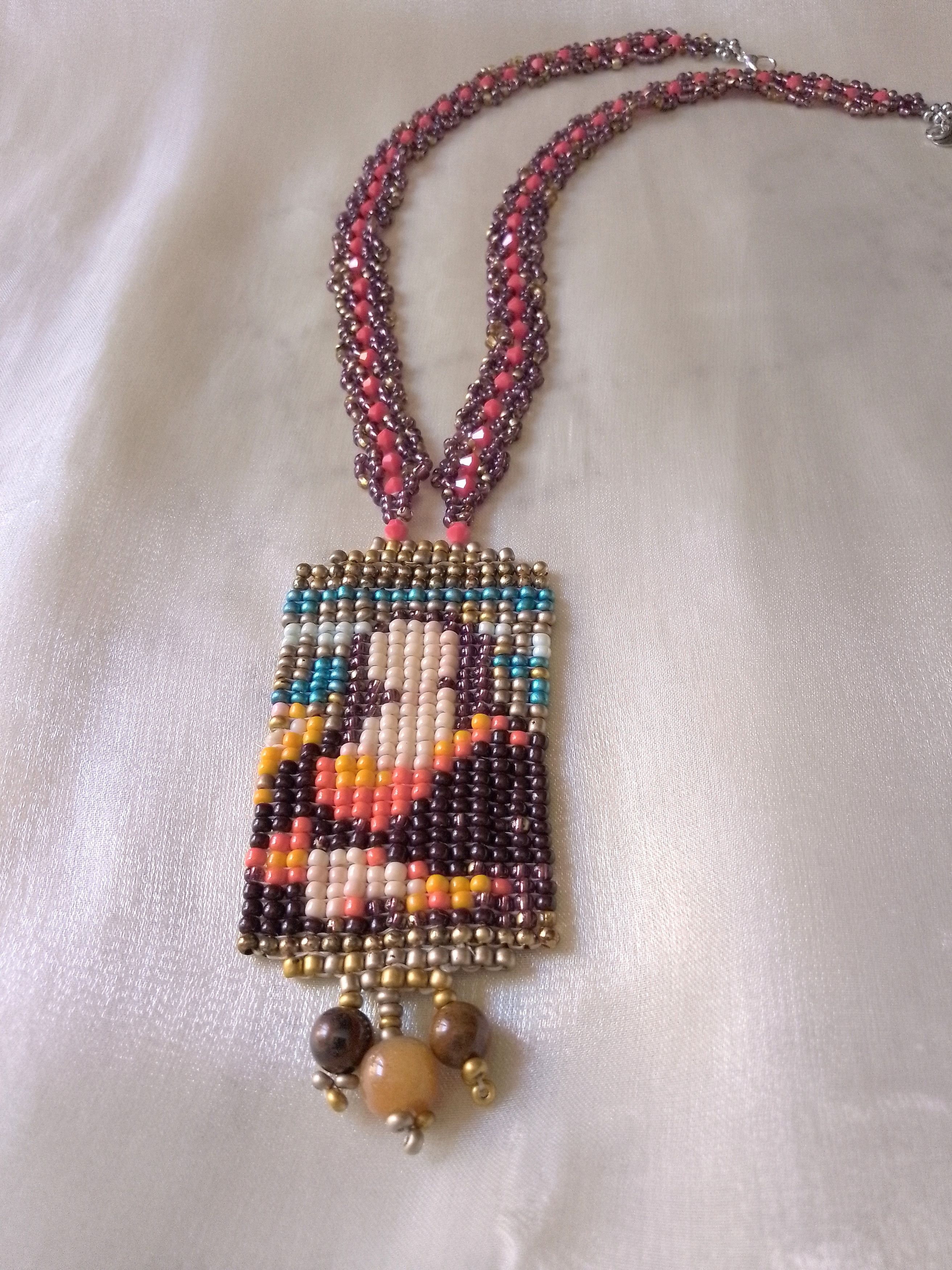 Handmade Long Boho Necklace Mona Lisa pendant natural gemstones Size ONE SIZE - 10 Thumbnail