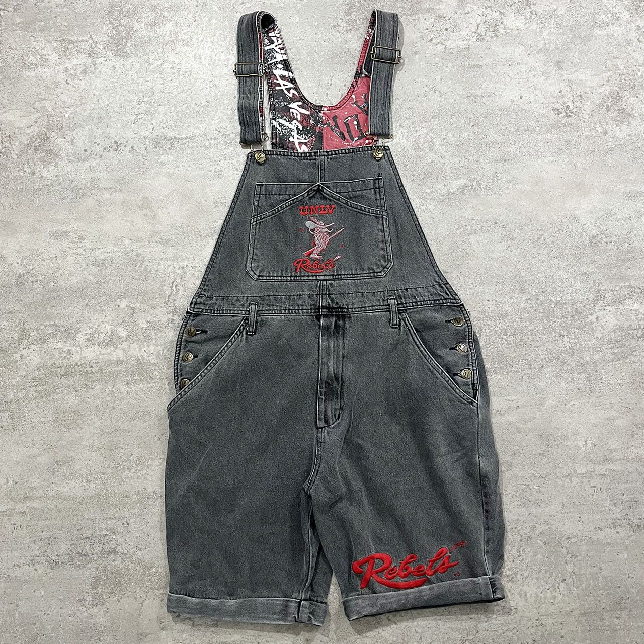 image of VTG 90's Unlv Running Rebels NCAA Pro Player Overalls Pants in Fade, Men's (Size 34)