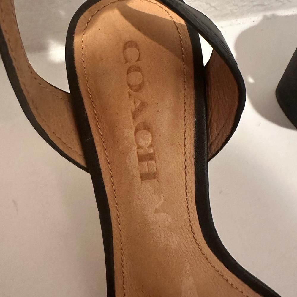 Coach Coach Paige Leather Black White Snake Block Heel Sandals 5 Size US 5 / IT 35 - 6 Thumbnail