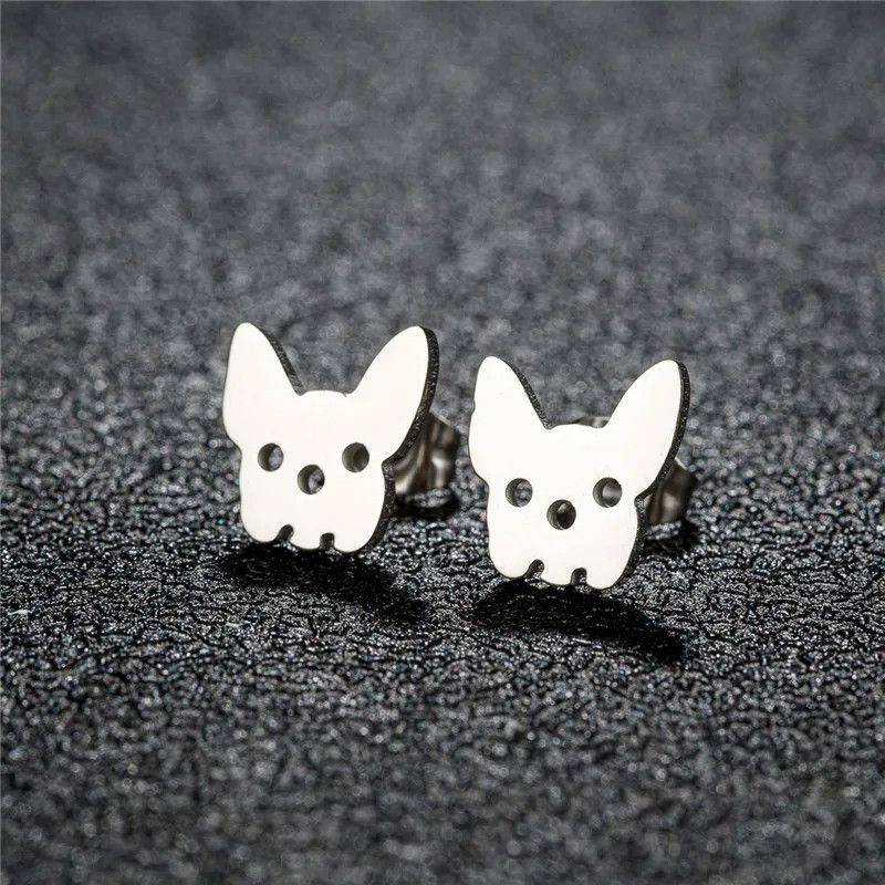 Jewelry Dog Head Mini Stud Earrings Charm Earring Gift Size ONE SIZE - 1 Thumbnail