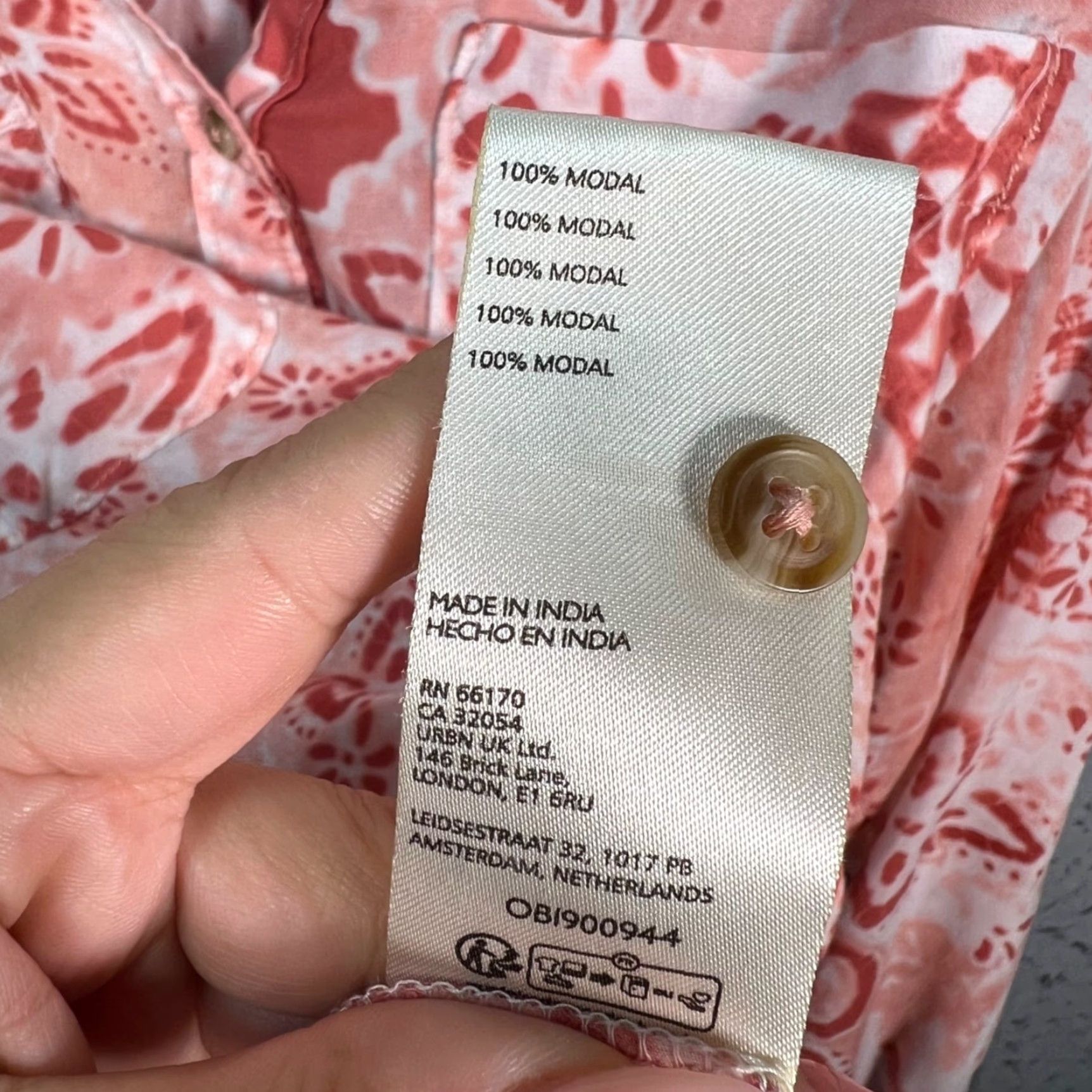 Vintage Pilcro Womens Medium Pink & White Floral Button-Up Blouse - Casual, Lightweight, Long Sleeve, Collared, Modal Cotton, Button, Regular Size M, Womens Size M / US 6-8 / IT 42-44 - 4 Thumbnail