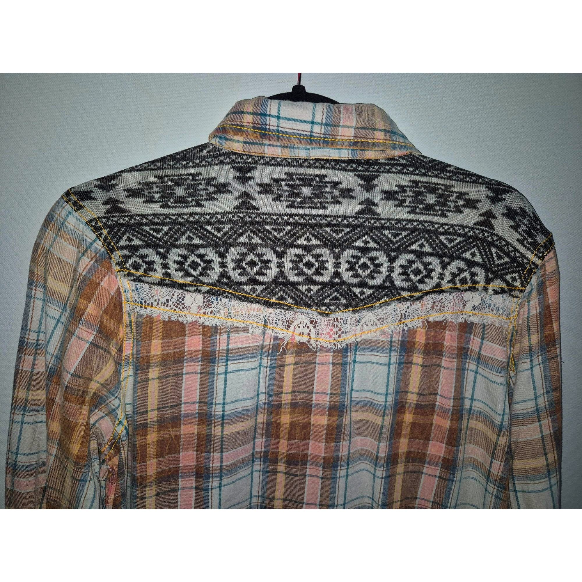 Vintage Gimmiks BKE Womens Plaid Button-Up Shirt Lace Aztec Small Size S / US 4 / IT 40 - 5 Thumbnail