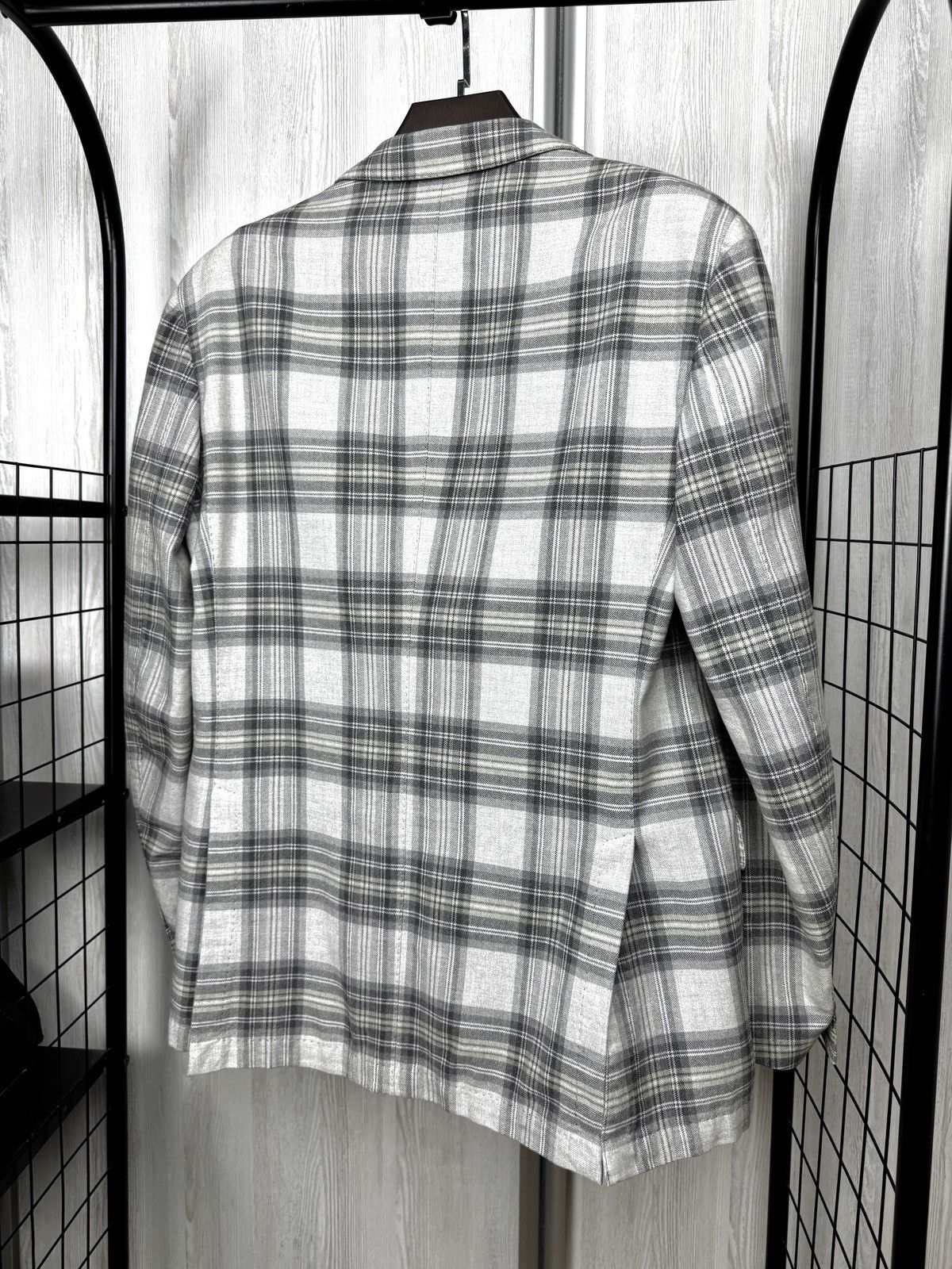 Cantarelli Cantarelli Tailor Washed Checkered cotton unlined blazer Size 40R - 8 Thumbnail
