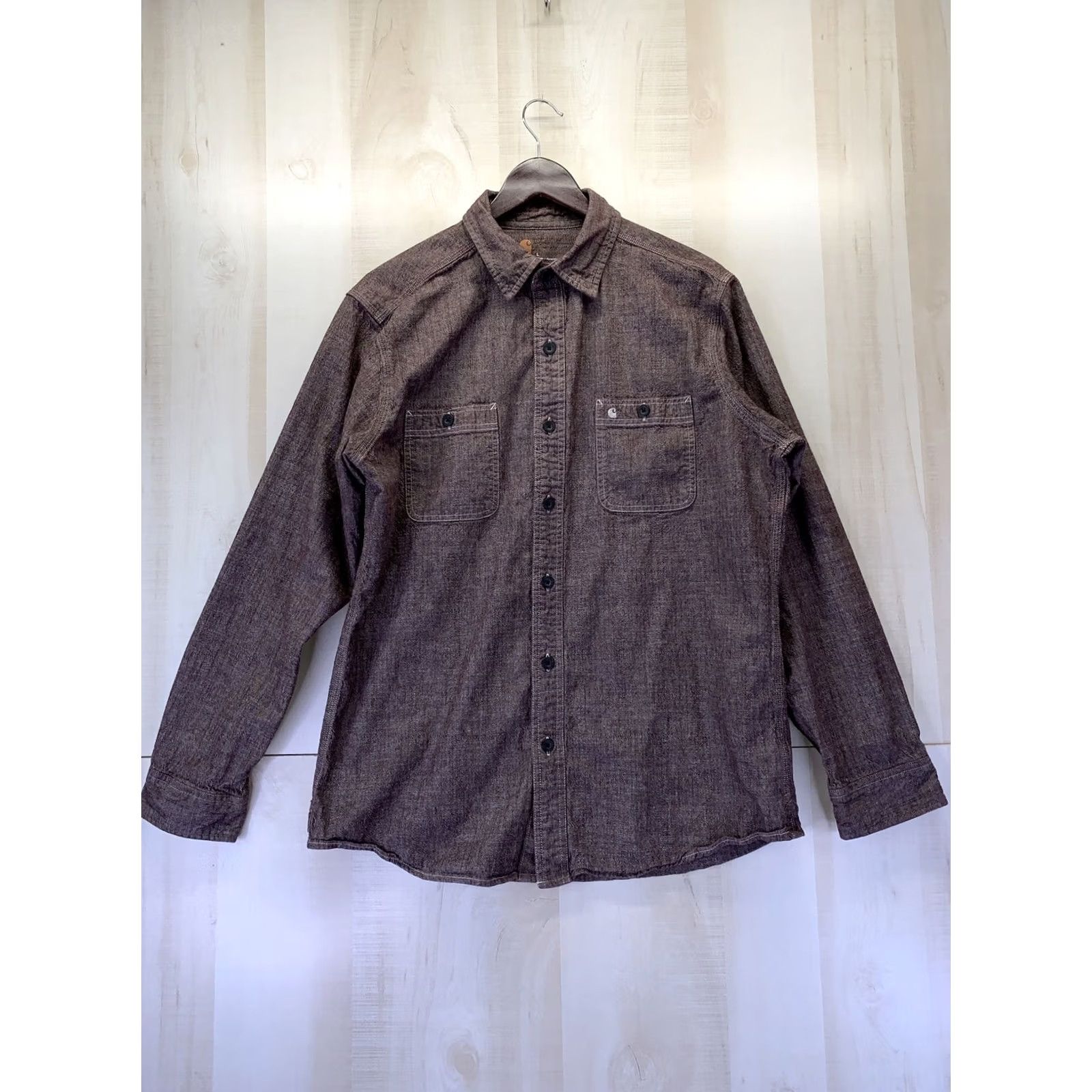 Carhartt Carhartt Mens L Burgundy Button-Up Shirt Workwear-5665 Shirt Mens Burgundy Logo Embroidered Vintage: No Size US L / EU 52-54 / 3 - 2 Thumbnail
