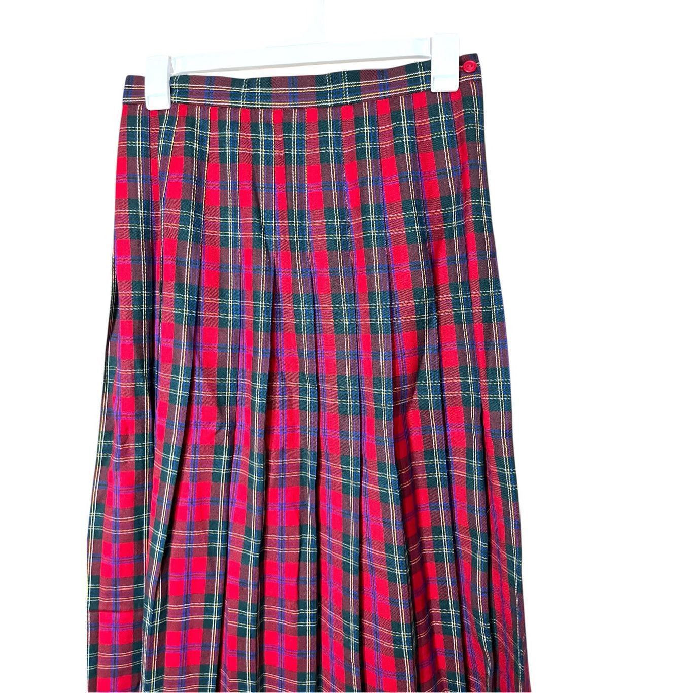 Other Vintage Talbots Size 14 Christmas Plaid 100% Wool Pleated Sk Size 36" / US 14 / IT 50 - 2 Thumbnail
