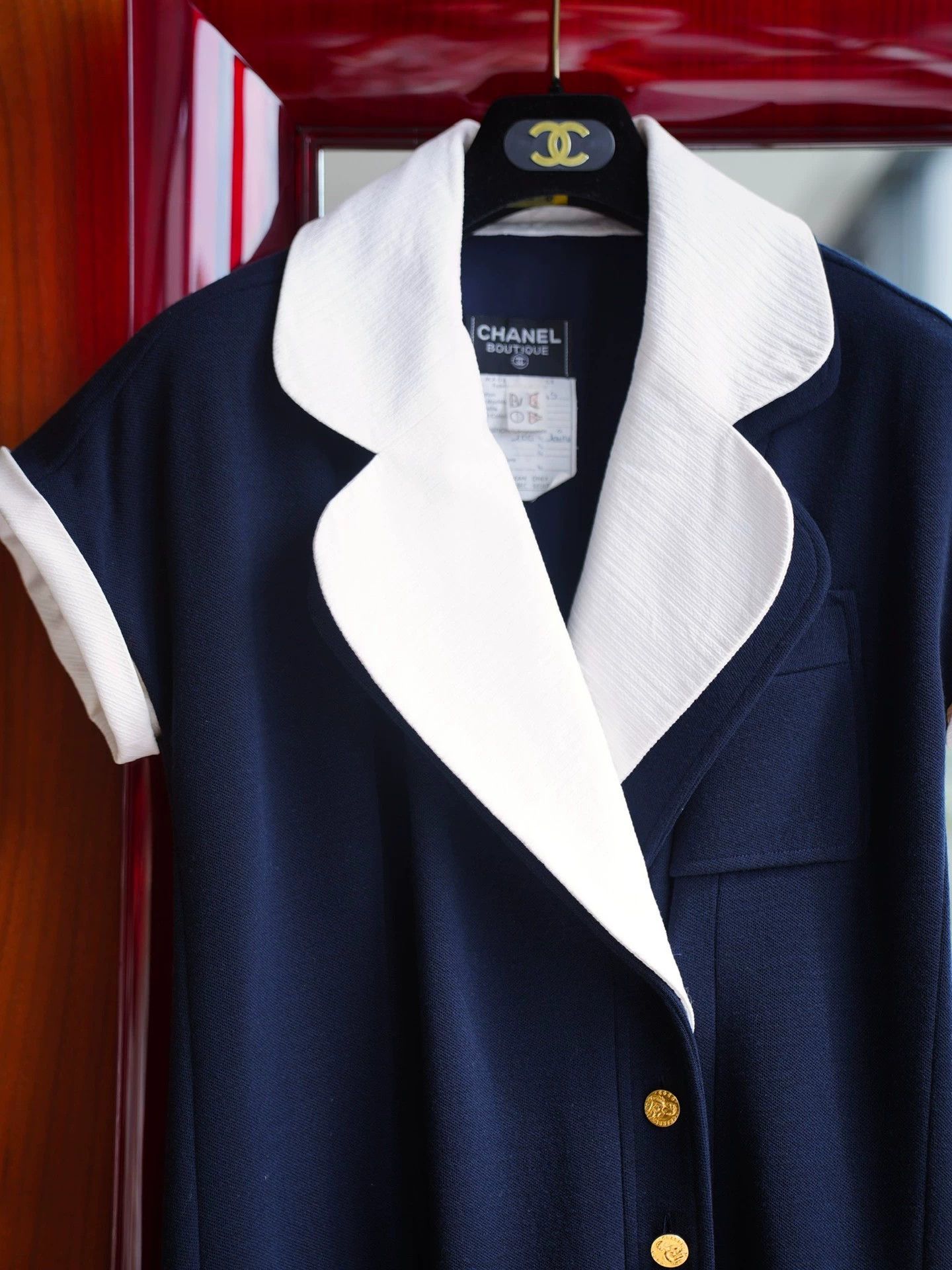 Chanel Chanel 1980s Coco Chanel Navy Blue Wool Dress Size M / US 6-8 / IT 42-44 - 3 Thumbnail