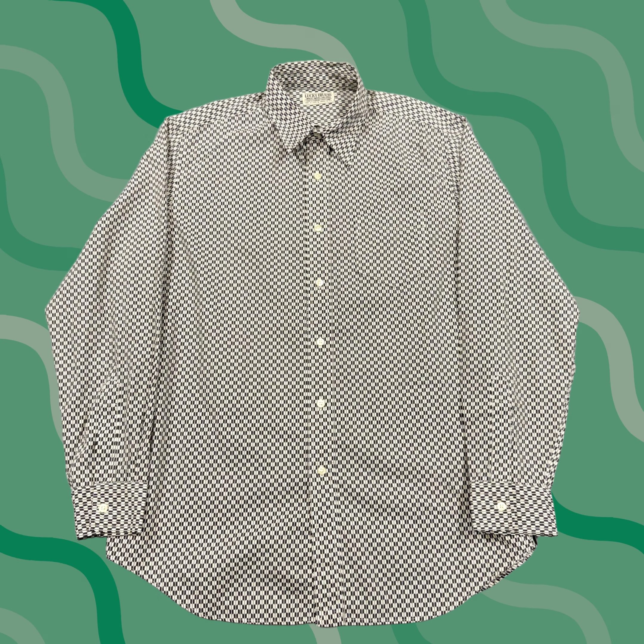 Lucky Brand Lucky Brand Shirt Mens L Black Geometric Long Sleeve Button Up Casual Size US L / EU 52-54 / 3 - 1 Thumbnail