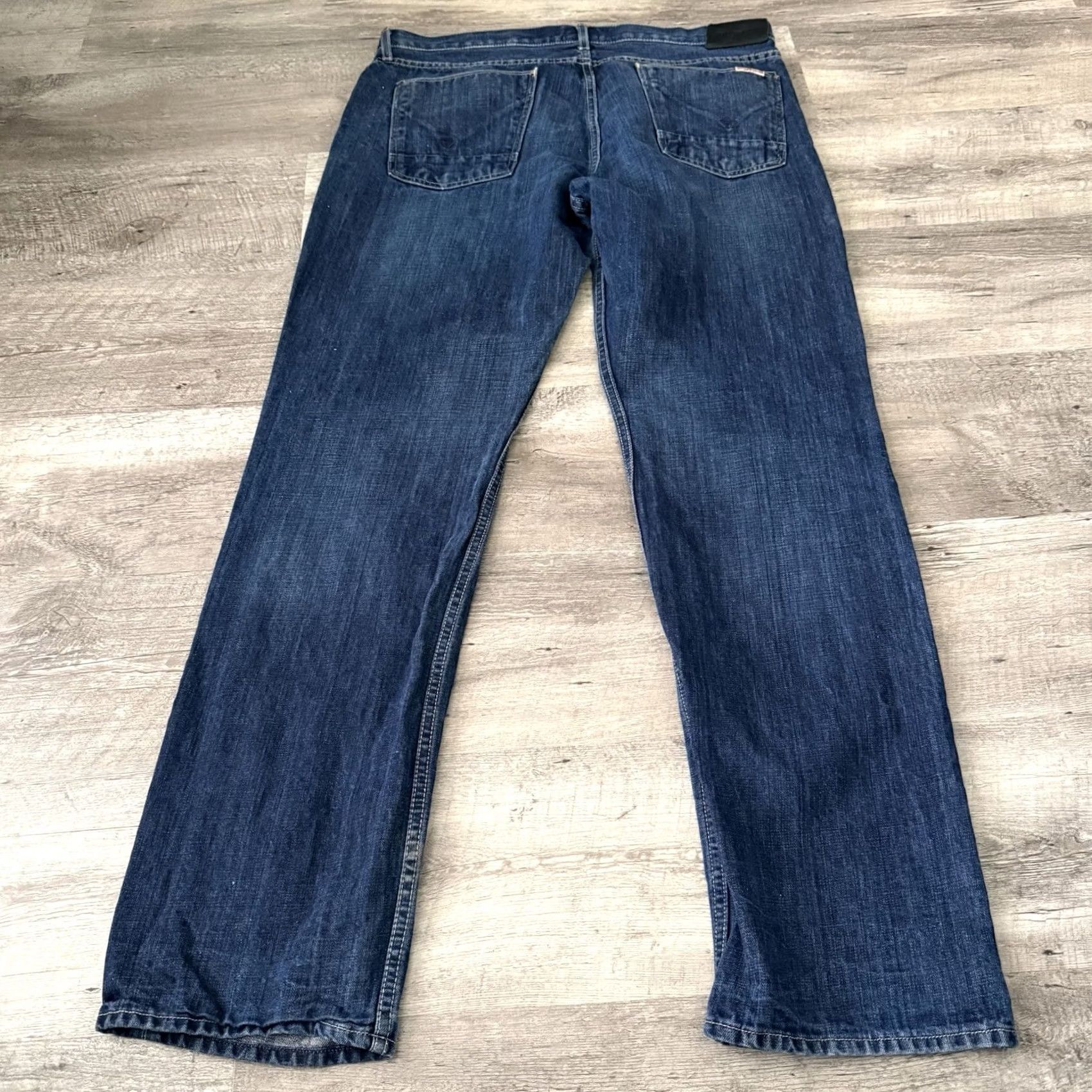 Hudson HUDSON Byron Straight Jeans Mens 36 Blue Cotton Flax Blend Button-Fly Distressed Size US 36 / EU 52 - 3 Thumbnail