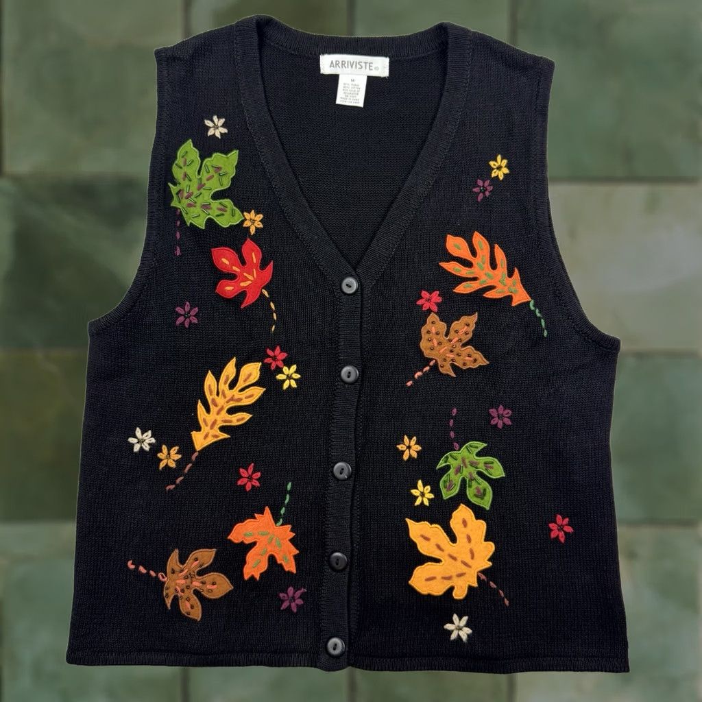 Vintage VINTAGE Arriviste Black Y2K Fall Sweater Vest Womens M Button V-Neck Size M / US 6-8 / IT 42-44 - 1 Thumbnail