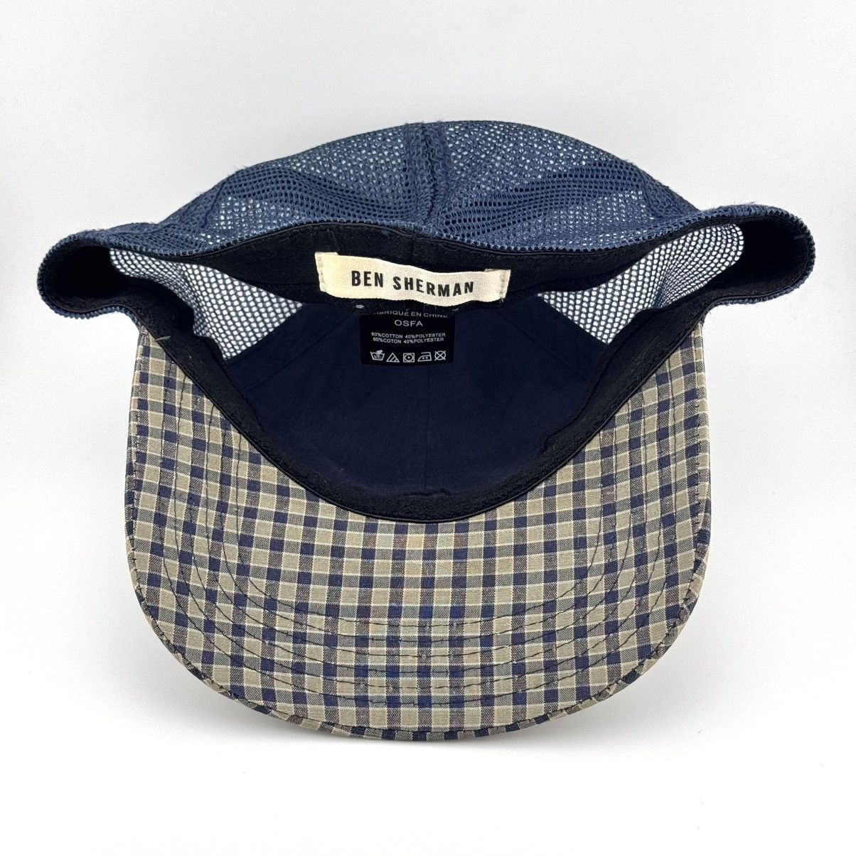 Ben Sherman Ben Sherman Gingham Plaid Navy Mesh Plaid Trucker Hat Size ONE SIZE - 4 Thumbnail