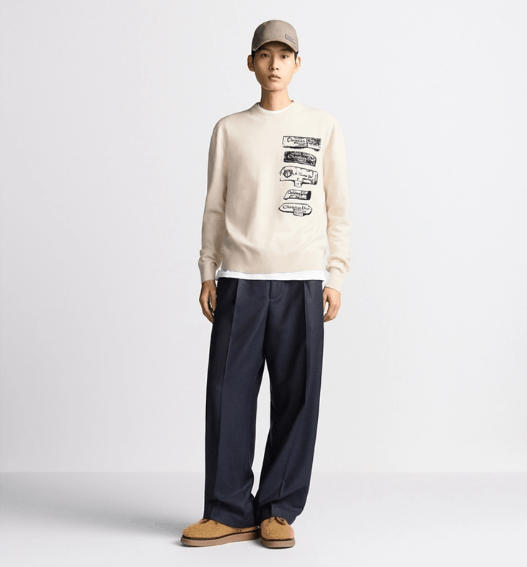 Dior o1w1db11025 513M66 Dior Archives Labels Sweater in White Size US M / EU 48-50 / 2 - 4 Thumbnail