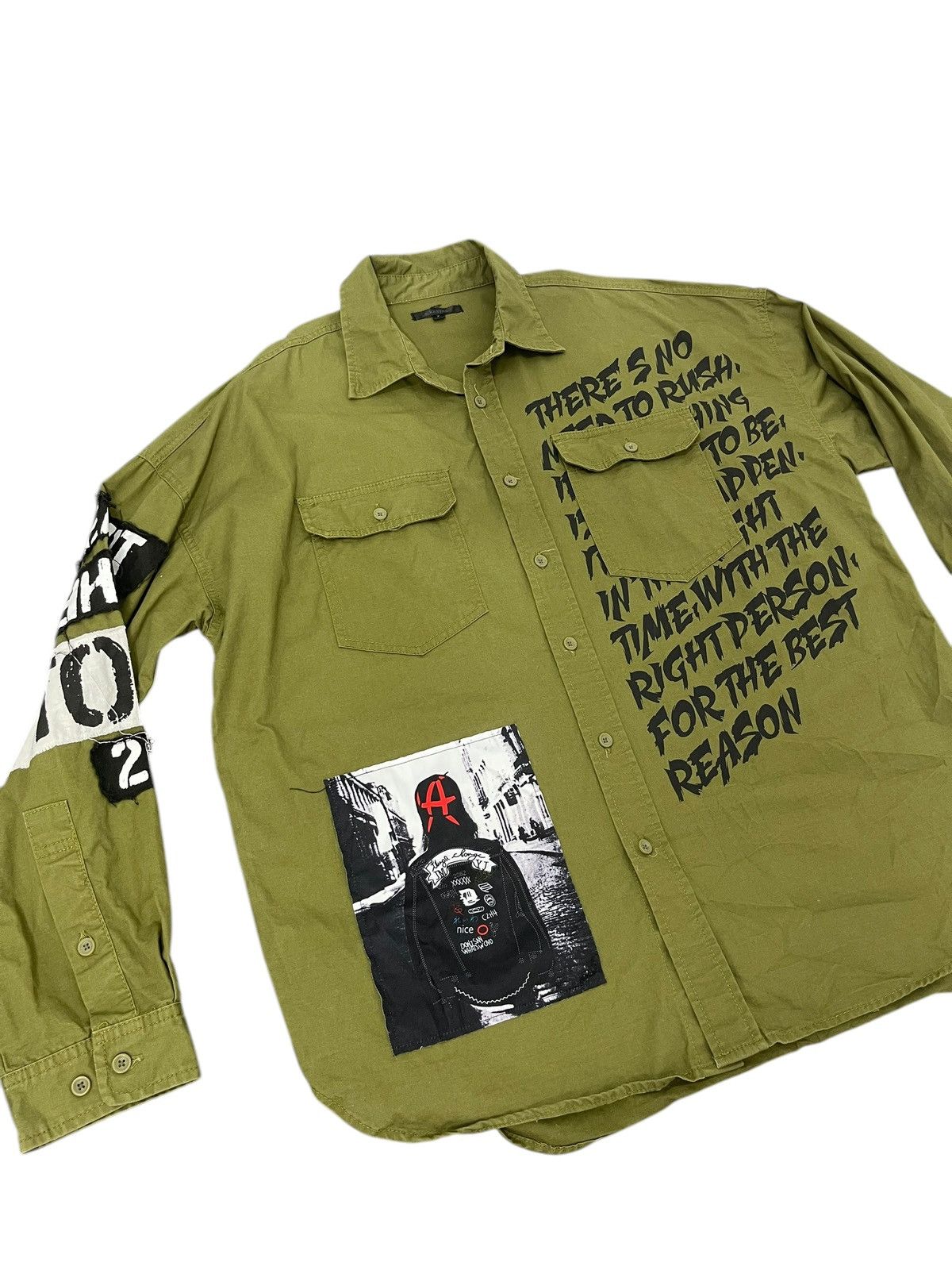 Japanese Brand Anarchy Bike Star Military Poem Shirt 6🟩7 Size US XL / EU 56 / 4 - 1 Thumbnail