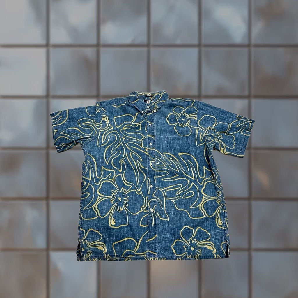 Reyn Spooner Reyn Spooner Shirt Polo Classic Fit Monstera Ink Blue XL Mens Hawaiian Pattern Floral Short Sleeve Button Collar Size US XL / EU 56 / 4 - 1 Thumbnail