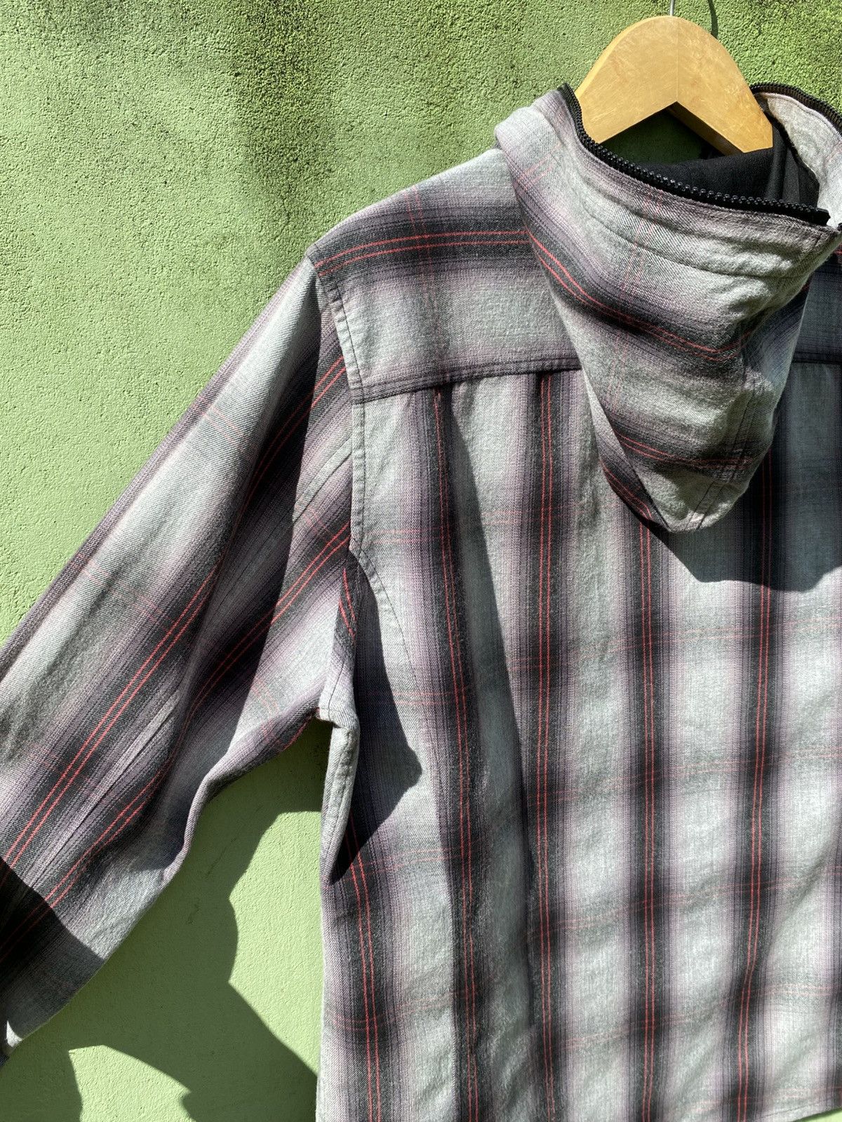 Japanese Brand Net Man Slim Fit Classic Grey Plaid Hoodie Full Zip Casual Size US L / EU 52-54 / 3 - 12 Thumbnail