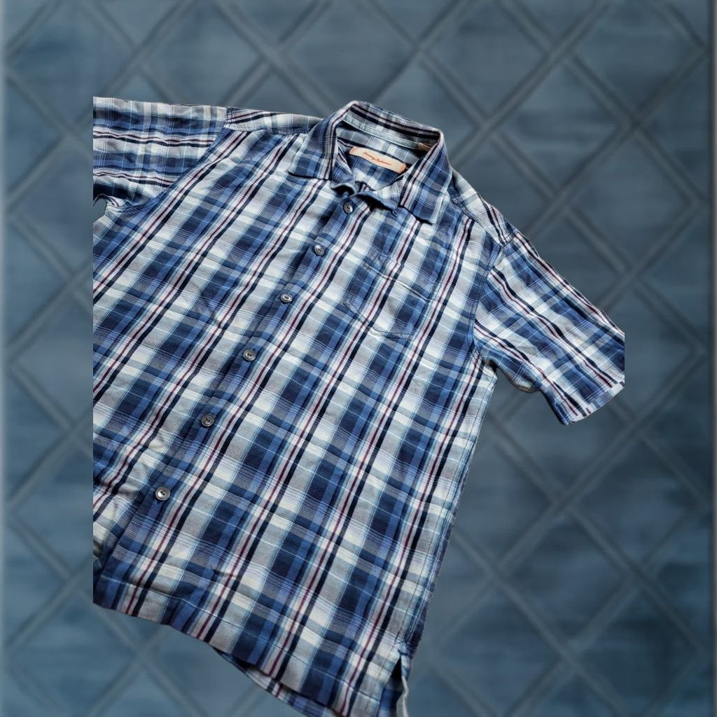 Tommy Bahama Tommy Bahama Shirt Medium Men Blue Plaid Button Up 100% Silk Short Sleeve Pocket Size US M / EU 48-50 / 2 - 1 Thumbnail