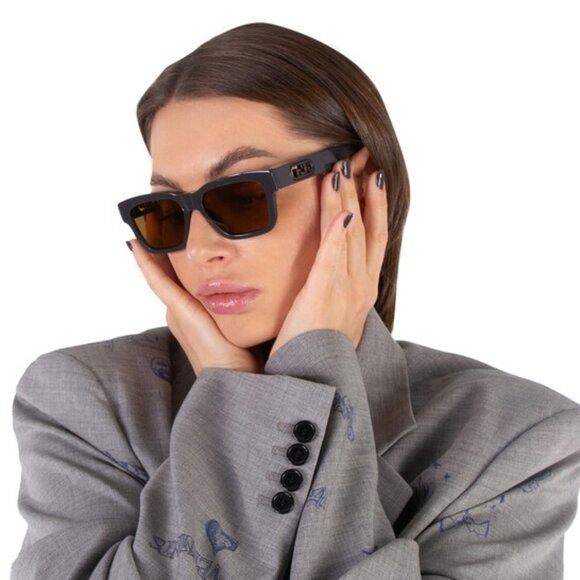 Fendi Fendi FE40107I 52E Sunglasses Havana Rectangle Frame Size ONE SIZE - 5 Thumbnail