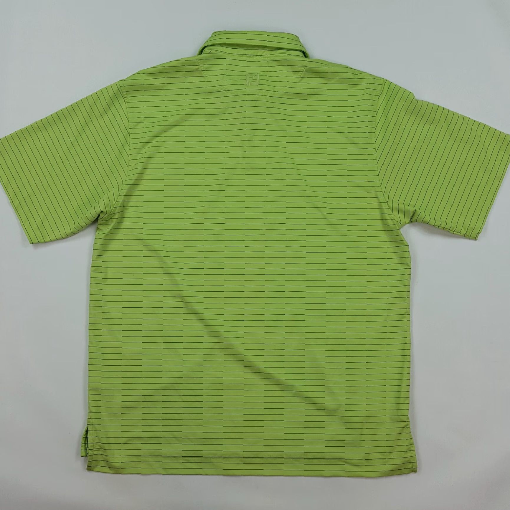 Footjoy VINTAGE FootJoy Striped Golf Polo Shirt - Large - Green - Short Sleeve - Collared - Button - Polyester Microfiber - Men's Polo Size US L / EU 52-54 / 3 - 5 Thumbnail