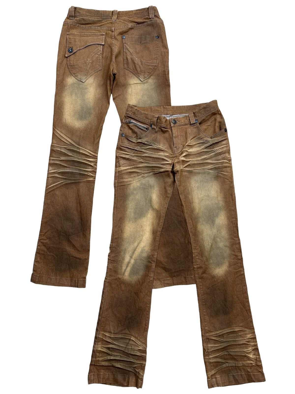 Flare Jeans Brown Distressed Denim Jeans 31x34