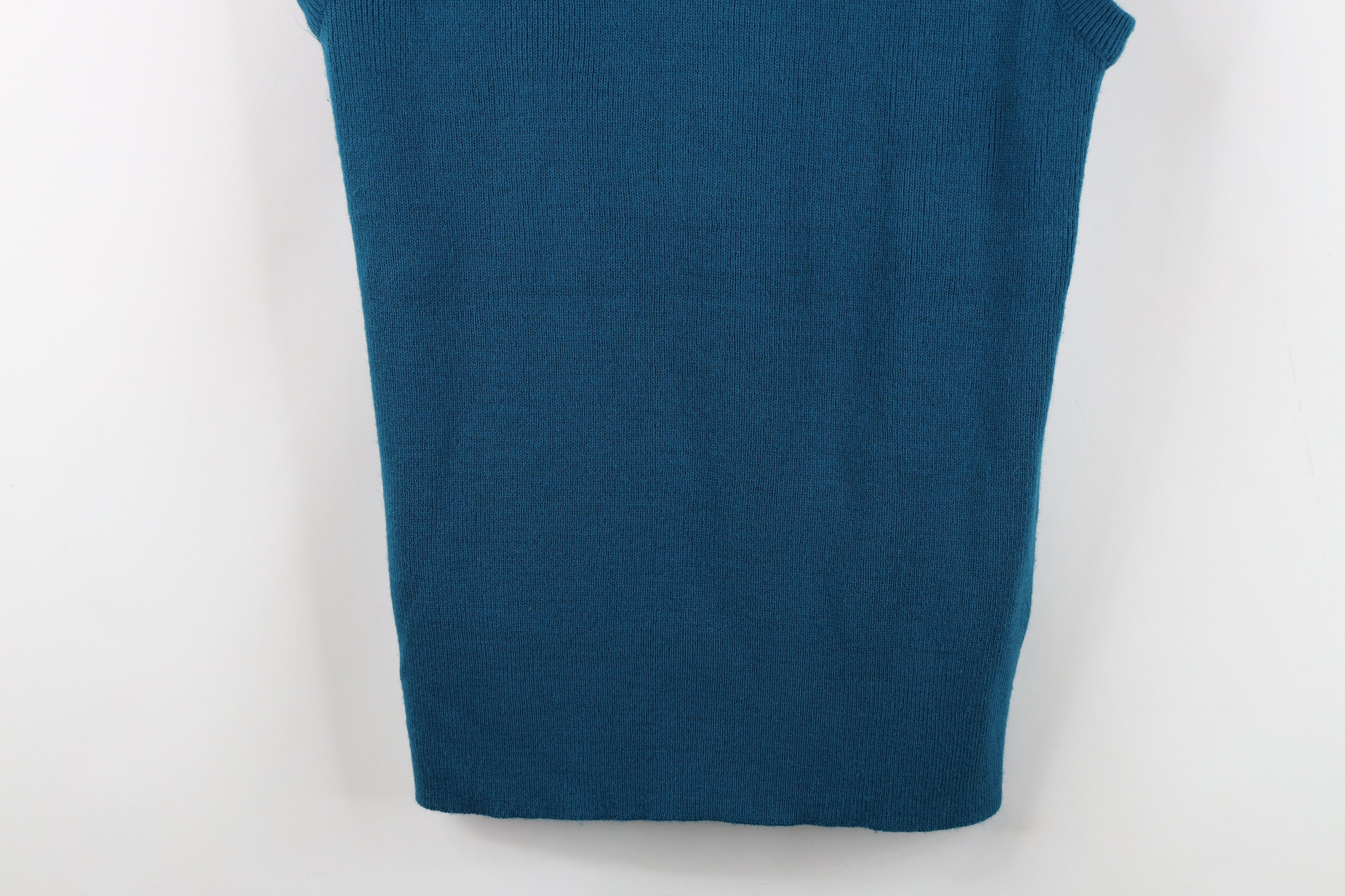 Vintage Vintage 70s Streetwear Blank Ribbed Knit Sweater Vest Teal Size M / US 6-8 / IT 42-44 - 10 Thumbnail