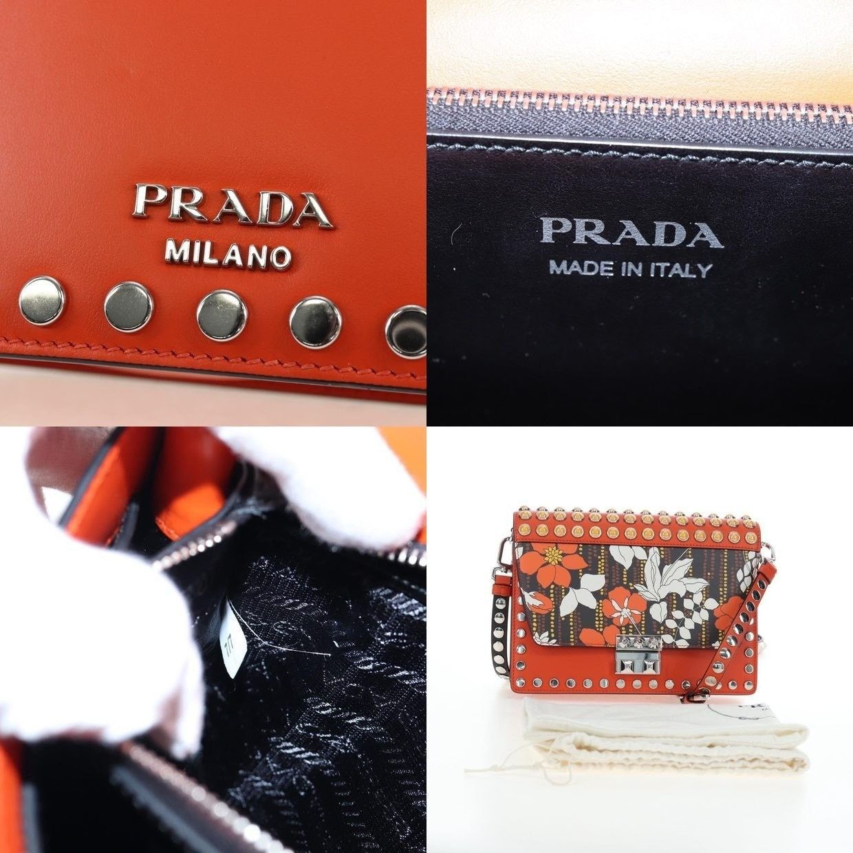 Prada Prada Saffiano Galleria Shoulder Bag Orange Size ONE SIZE - 15 Thumbnail