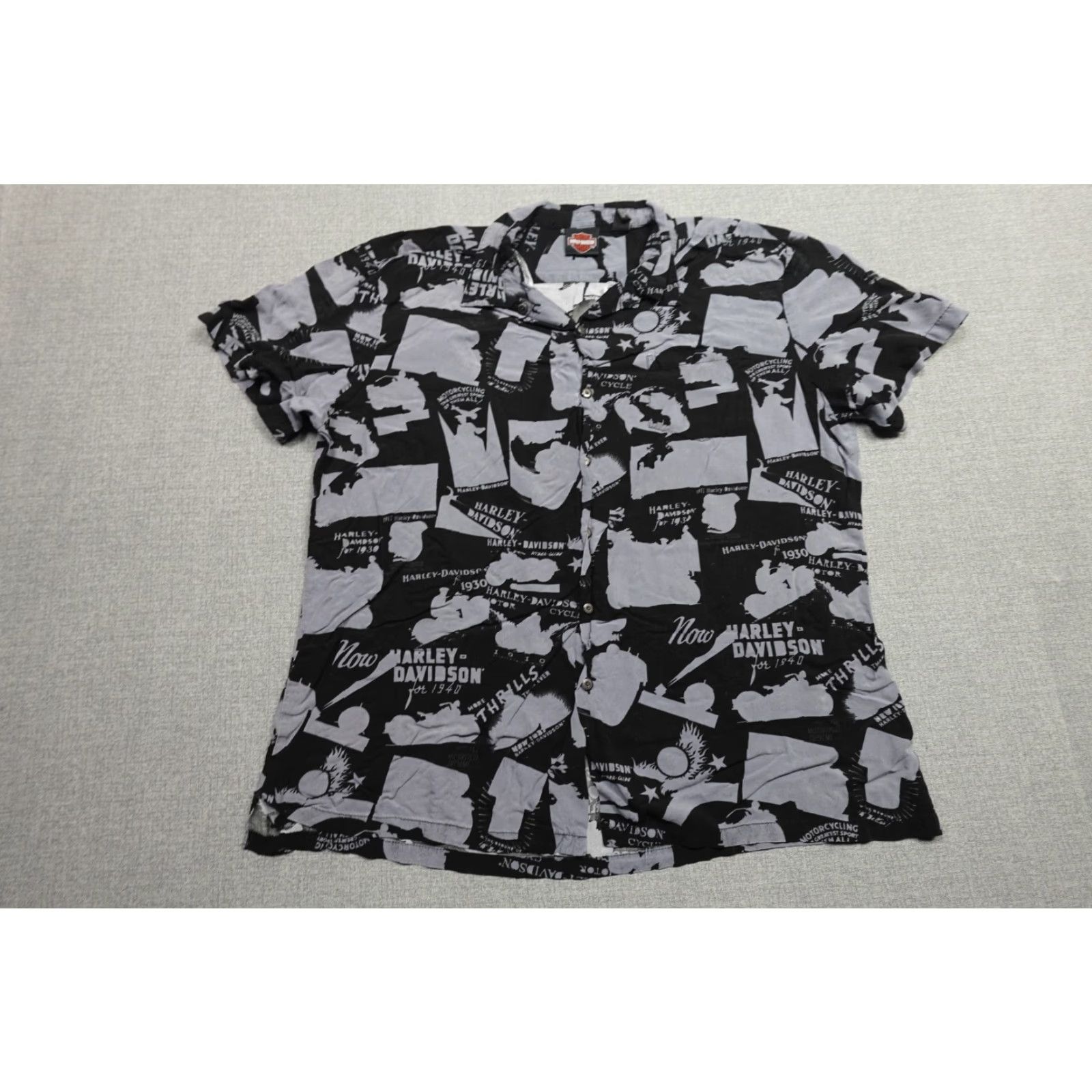 Harley Davidson Harley-Davidson Shirt Mens 2XL Black All Over Print Lightweight Button T-Shirt Size US XXL / EU 58 / 5 - 4 Thumbnail