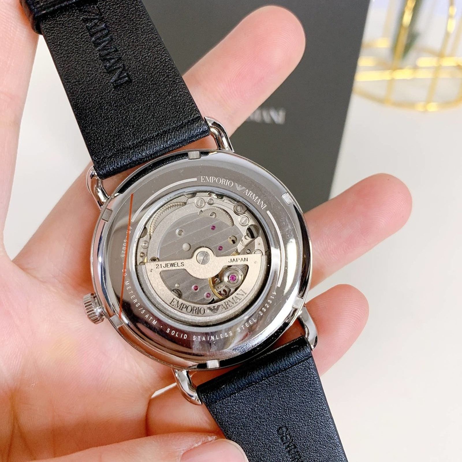 Emporio Armani Emporio Armani AR60026 Multifunction Black Leather Watch Size ONE SIZE - 5 Thumbnail