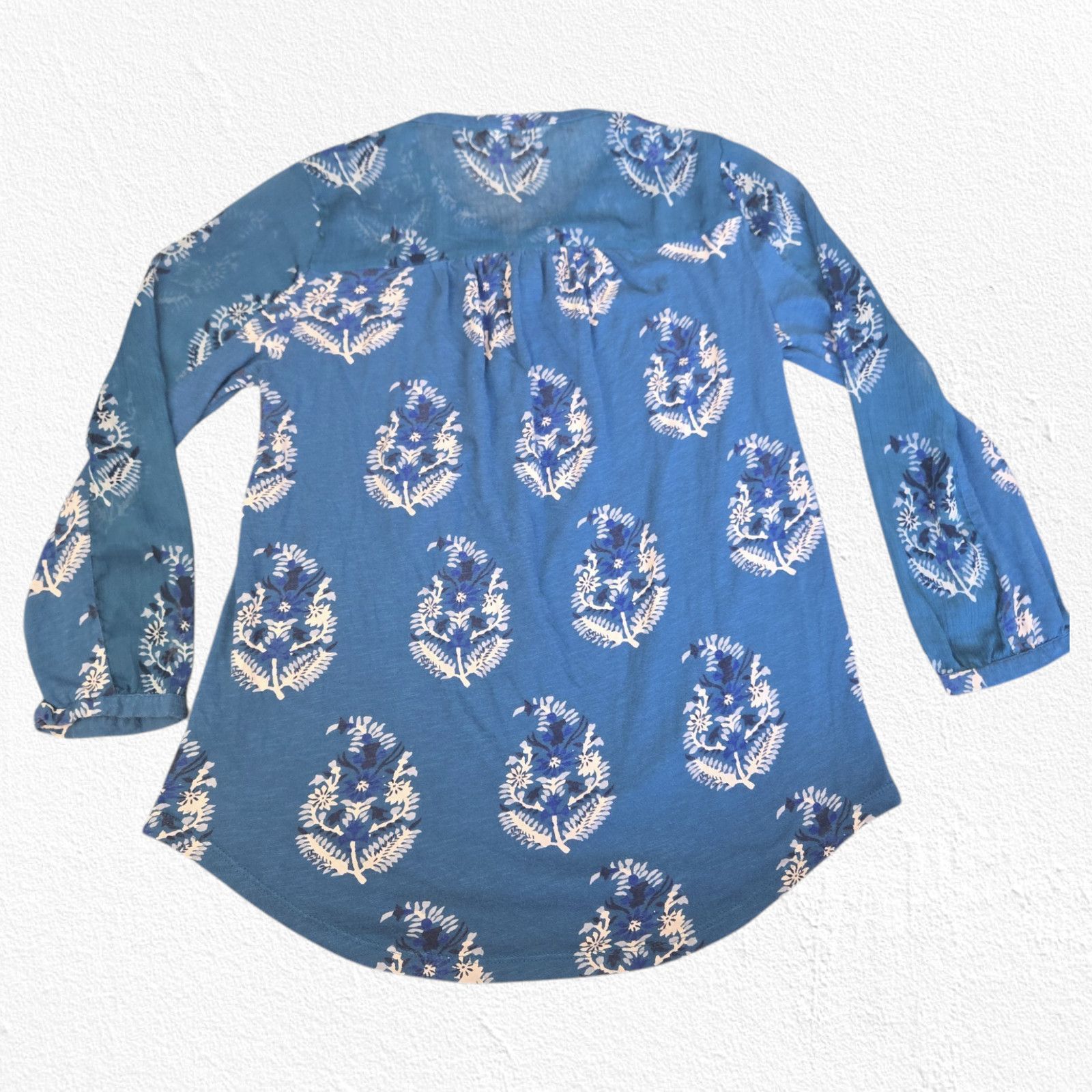 Lucky Brand Y2K Lucky Brand Teal Floral Peasant Blouse Size Small Size S / US 4 / IT 40 - 12 Thumbnail