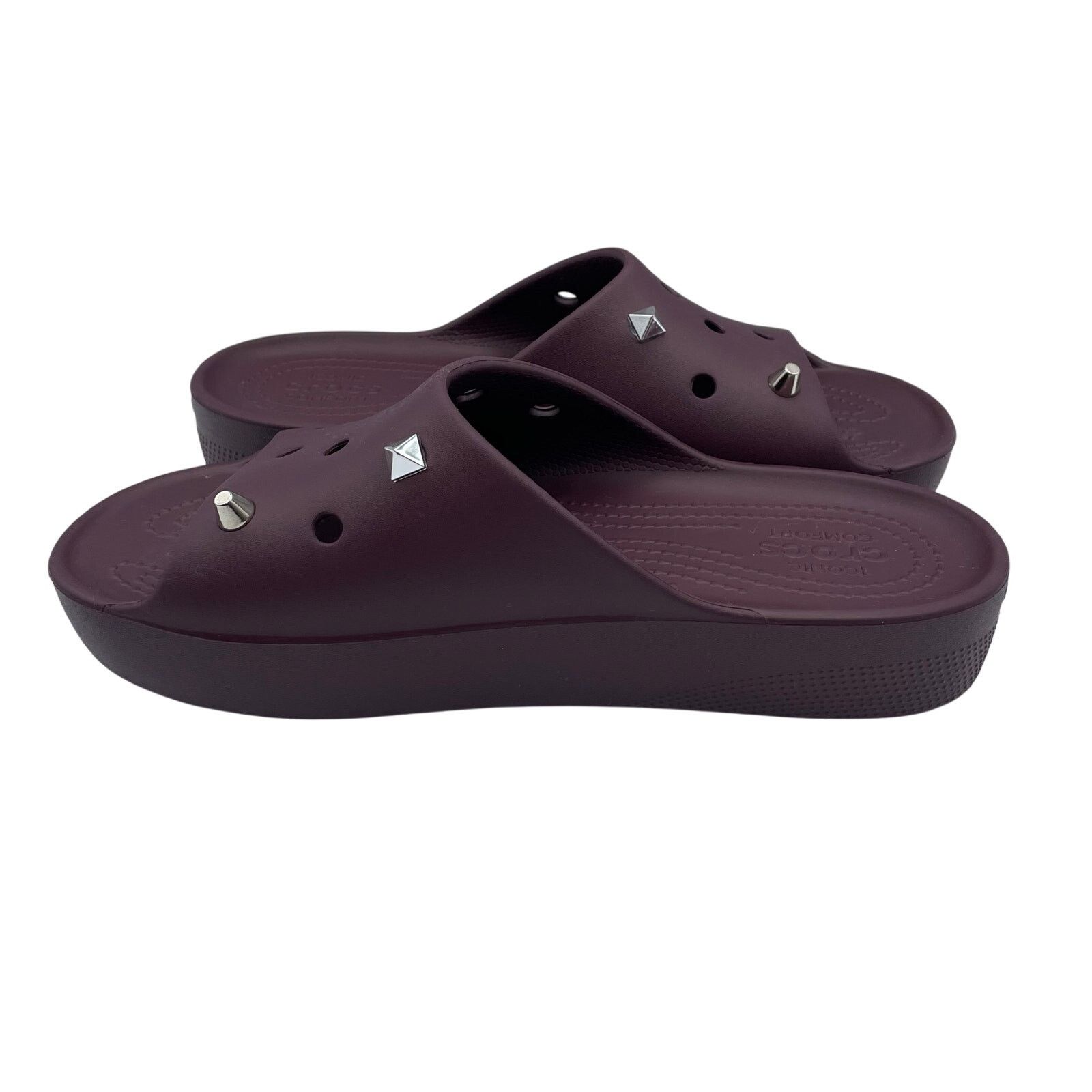 Crocs Crocs Classic Platform Slides Sandals Dark Red Womens 9 Size US 9 / IT 39 - 6 Thumbnail