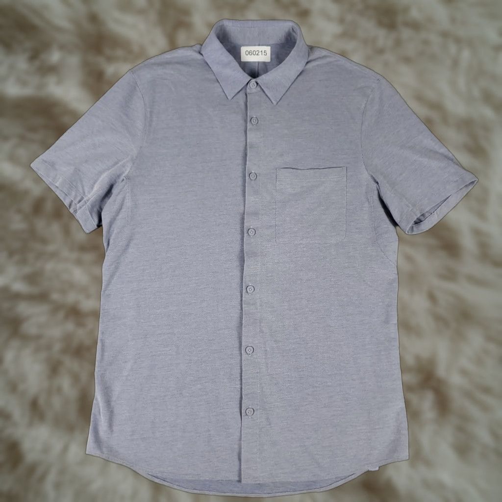 Lululemon Shirt Mens Size Small Blue Stretch Pocket Button Up Short Sleeve