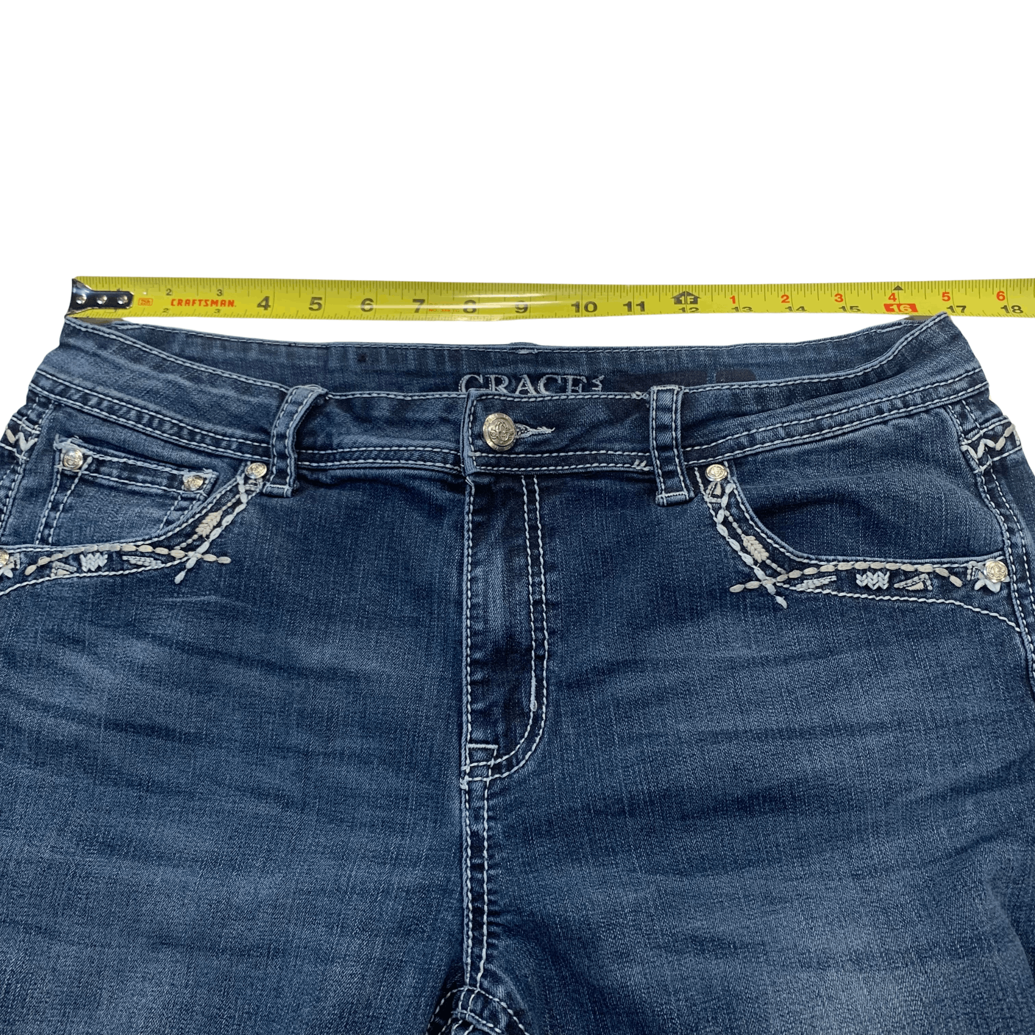 Grace in LA Y2K Chunky Stitch Embellished Bootcut Jeans | 33" | Grace Size 33" - 5 Thumbnail