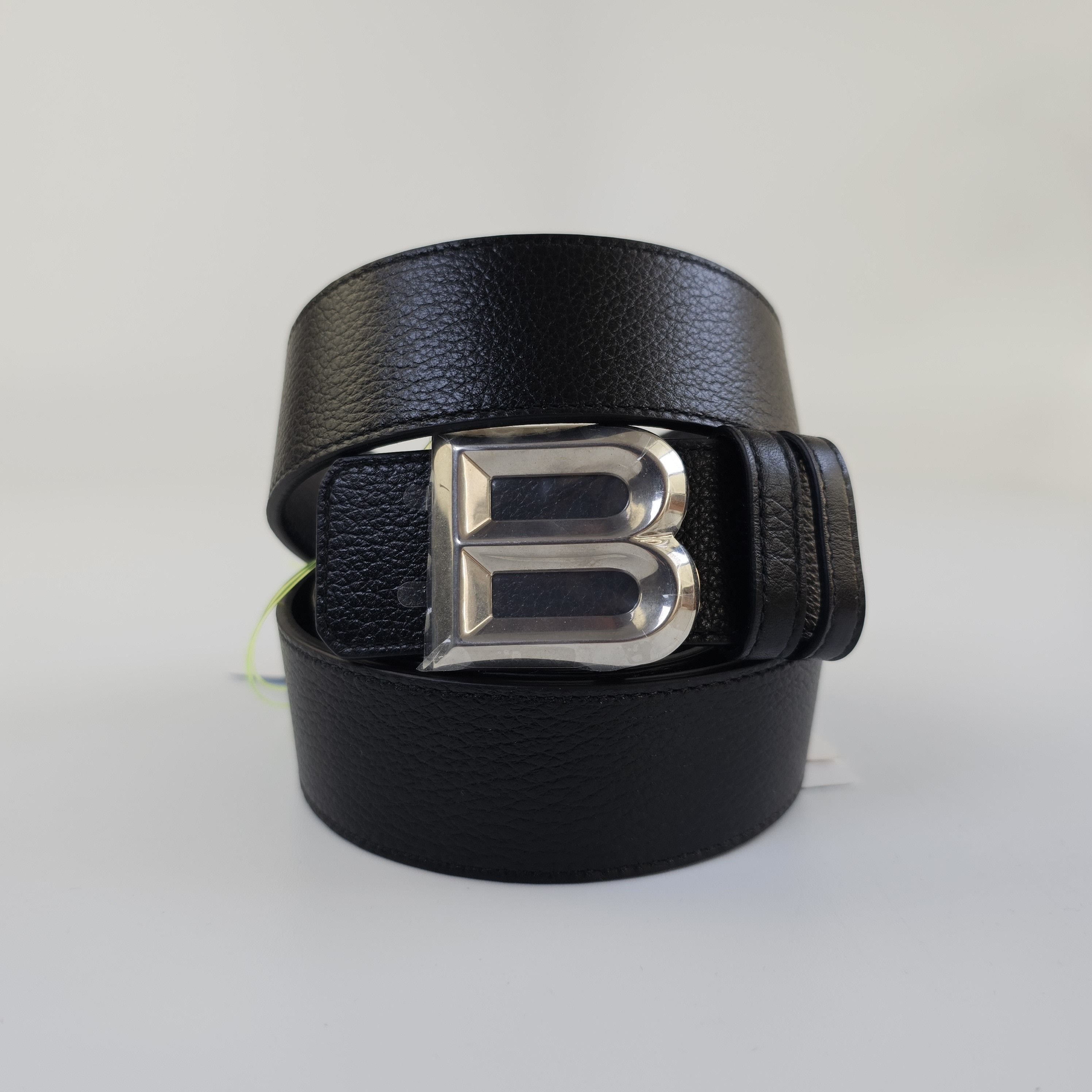 Bally Black/Silver 35mm Leather Belt New 95cm
