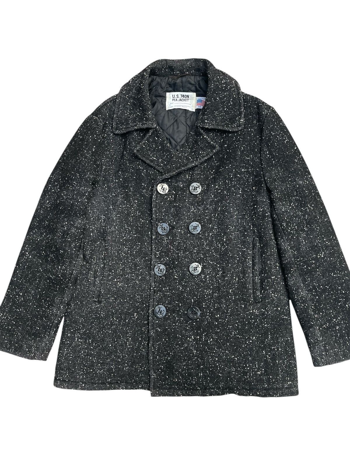 Schott NYC U.S. 740N Pea Coat - Speckled Wool - Made in USA