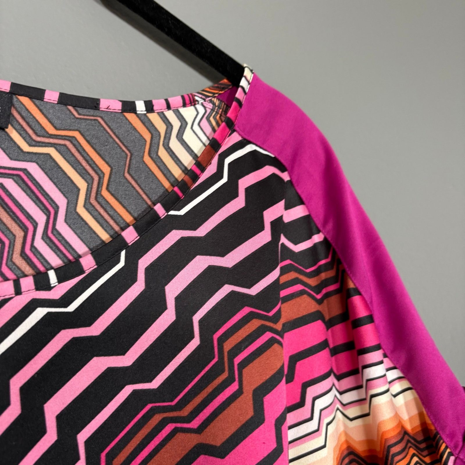 Other Fashion Bug Bright Pink & Black Y2K Funky Print Bold Top Size XL / US 12-14 / IT 48-50 - 2 Thumbnail
