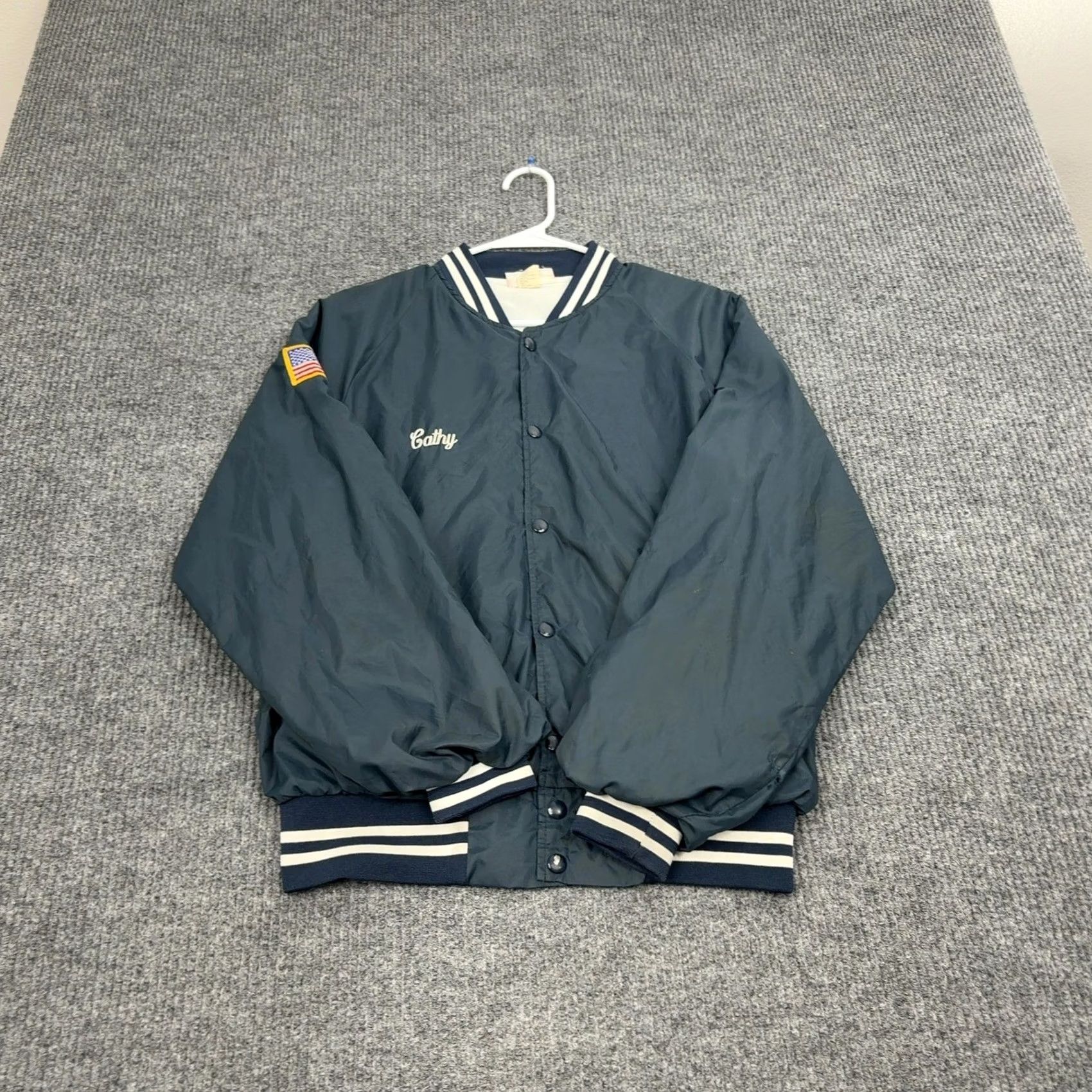 Springfield VINTAGE Hartwell USPS Bomber Jacket Mens M Navy Blue Casual Workwear 46 in Chest Stand-Up Collar Embroidered Eagle Logo Springfield MA Mens Size US M / EU 48-50 / 2 - 5 Thumbnail