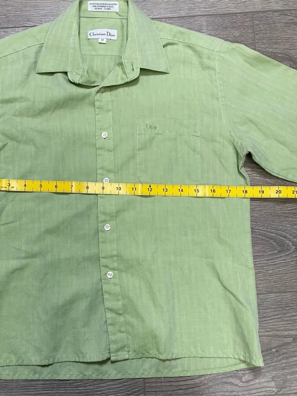 Christian Dior Monsieur Vintage Christian Dior Monsieur Green Herringbone Shirt Size XL / US 12-14 / IT 48-50 - 8 Thumbnail