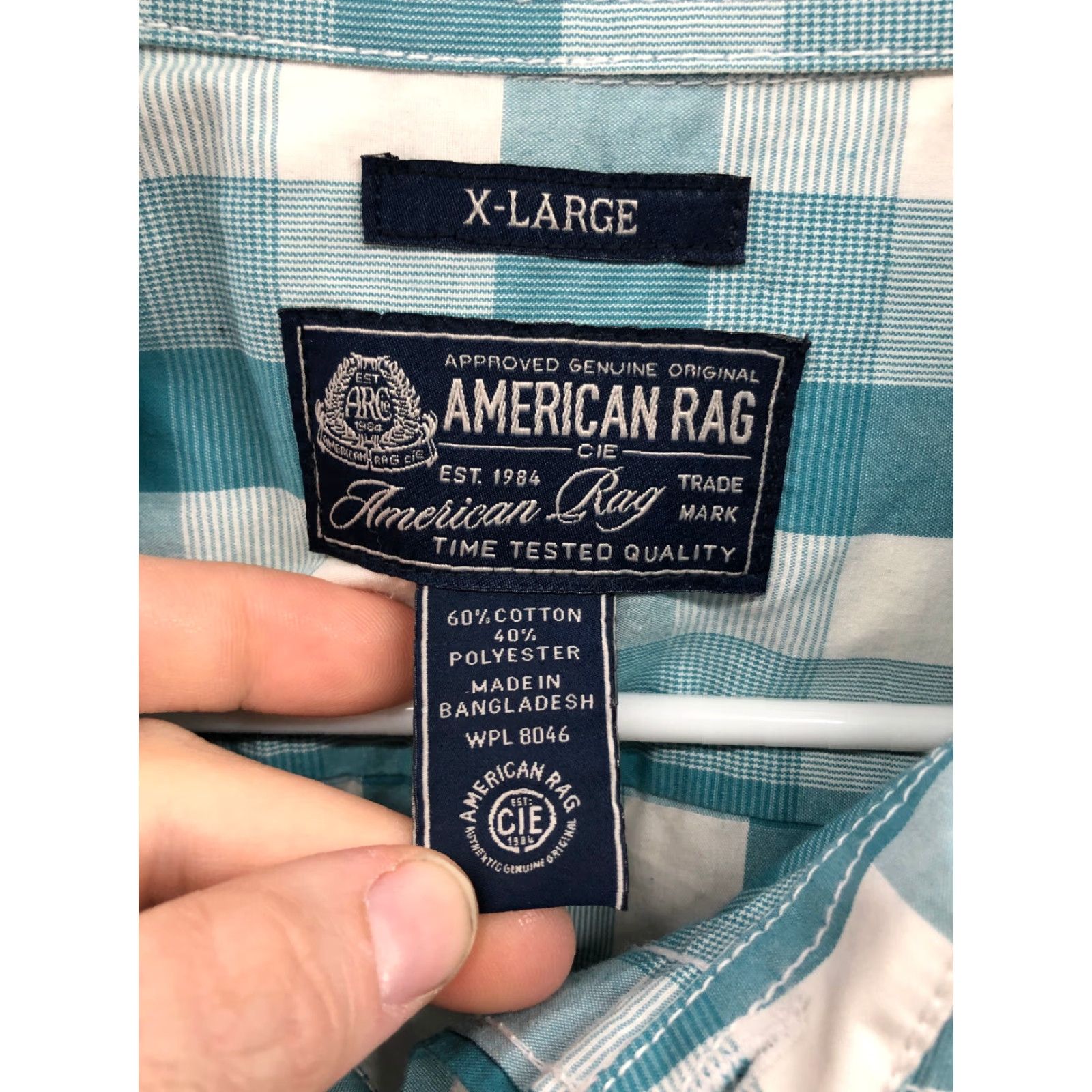 Vintage American Rag Shirt Size XL Mens Light Blue Plaid Long Sleeve Spread Collar Size US XL / EU 56 / 4 - 6 Thumbnail